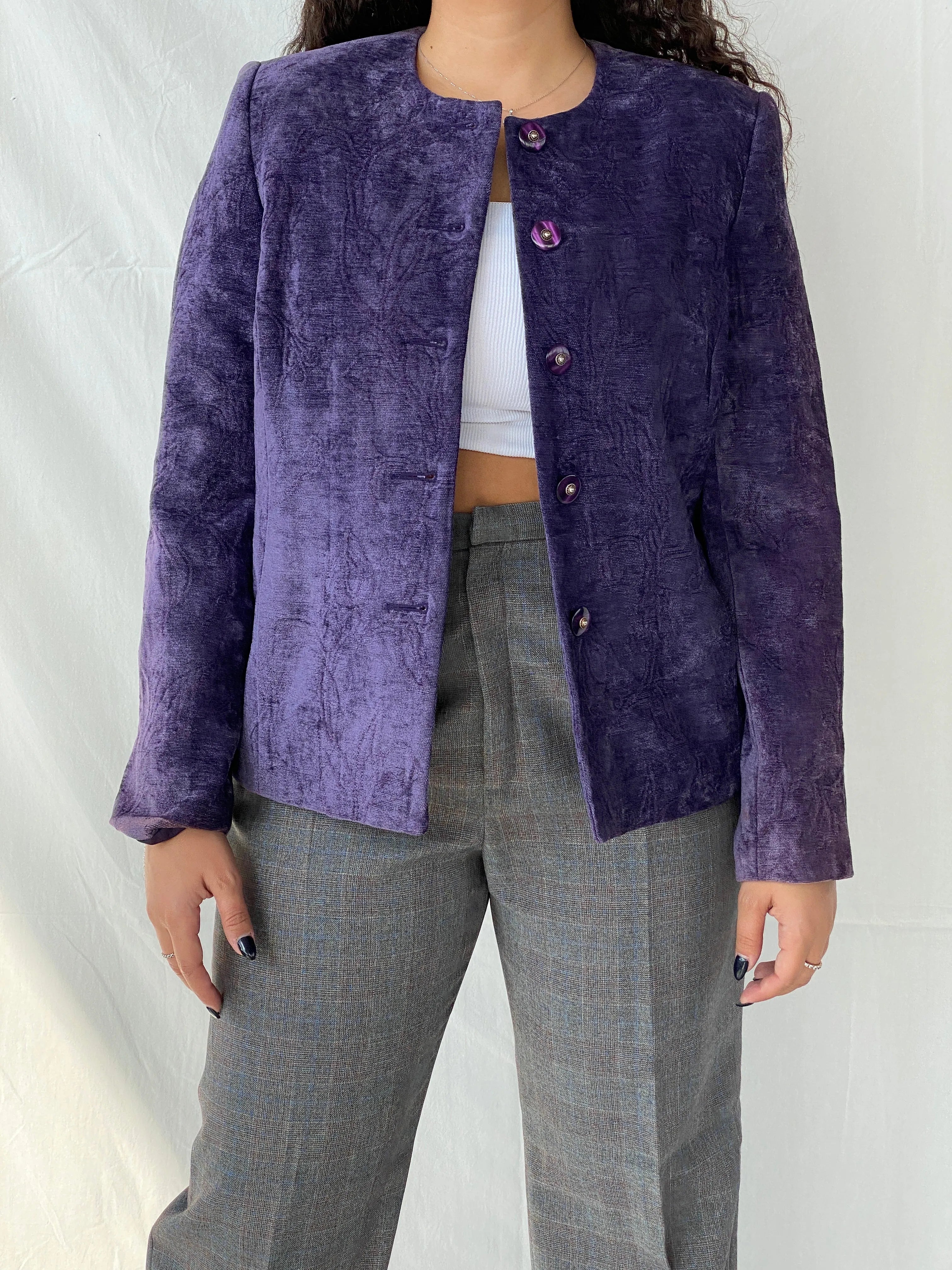 00s KORET Buttoned Purple Heavy Women’s Blazer Jacket - L - Balagan Vintage Blazer 00s, 90s, blazer, Dina, full sleeve blazer