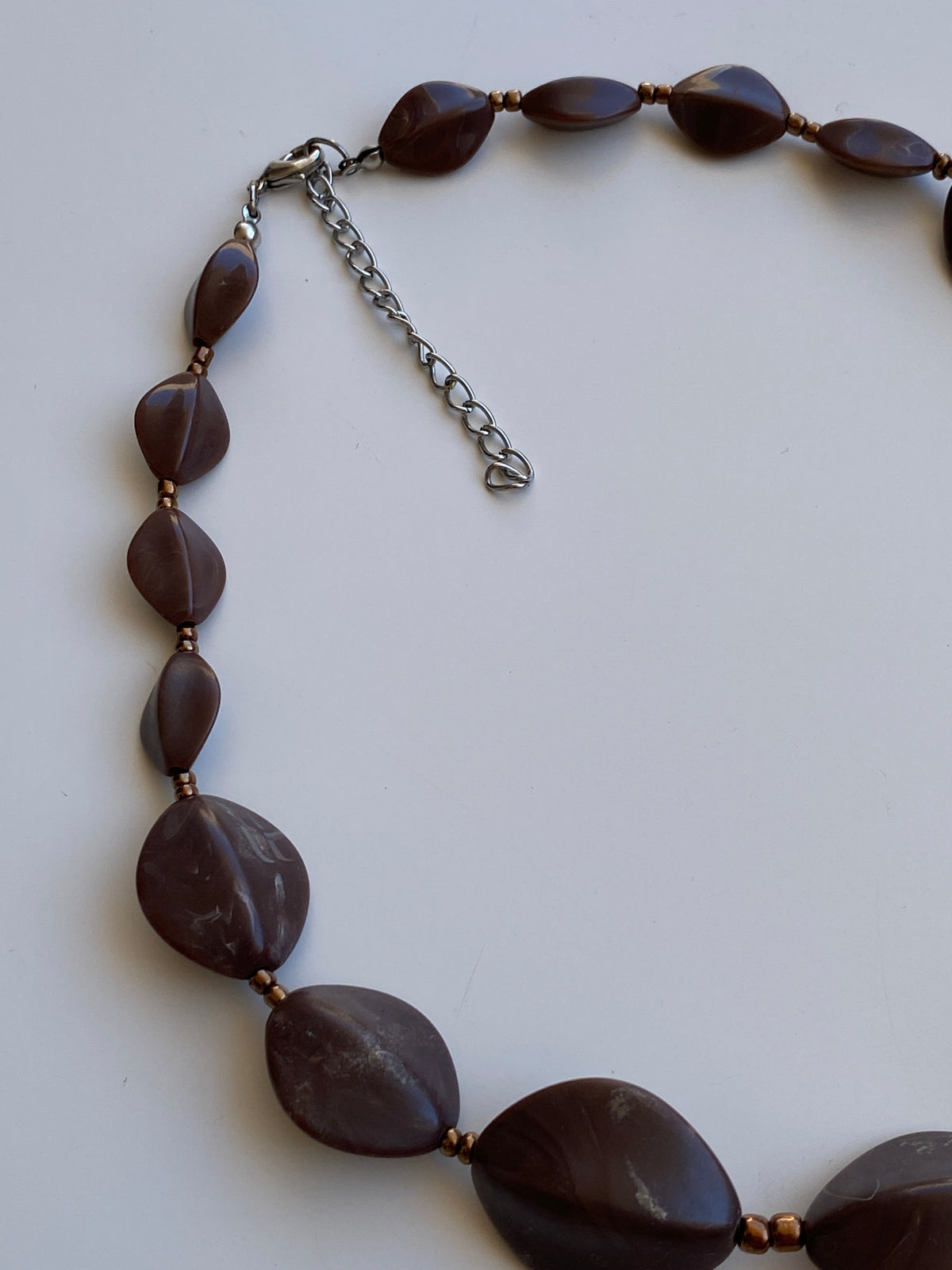 Vintage Y2K Chocolate Brown Sculptural Resin-Style Beaded Statement Necklace
