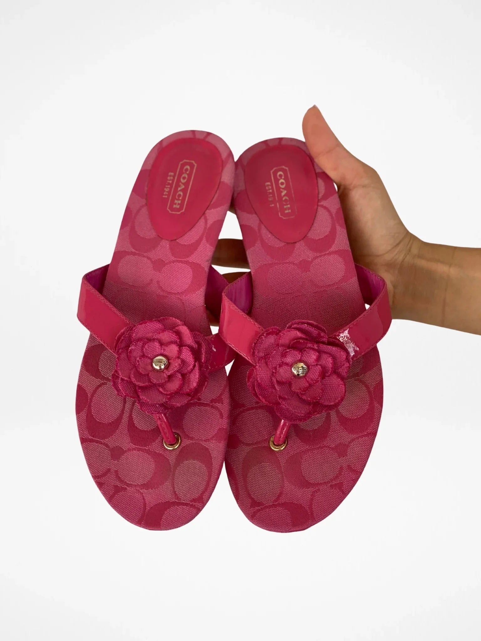 Coach Samira Pink Signature C Floral Sandals – Size EU 39.5