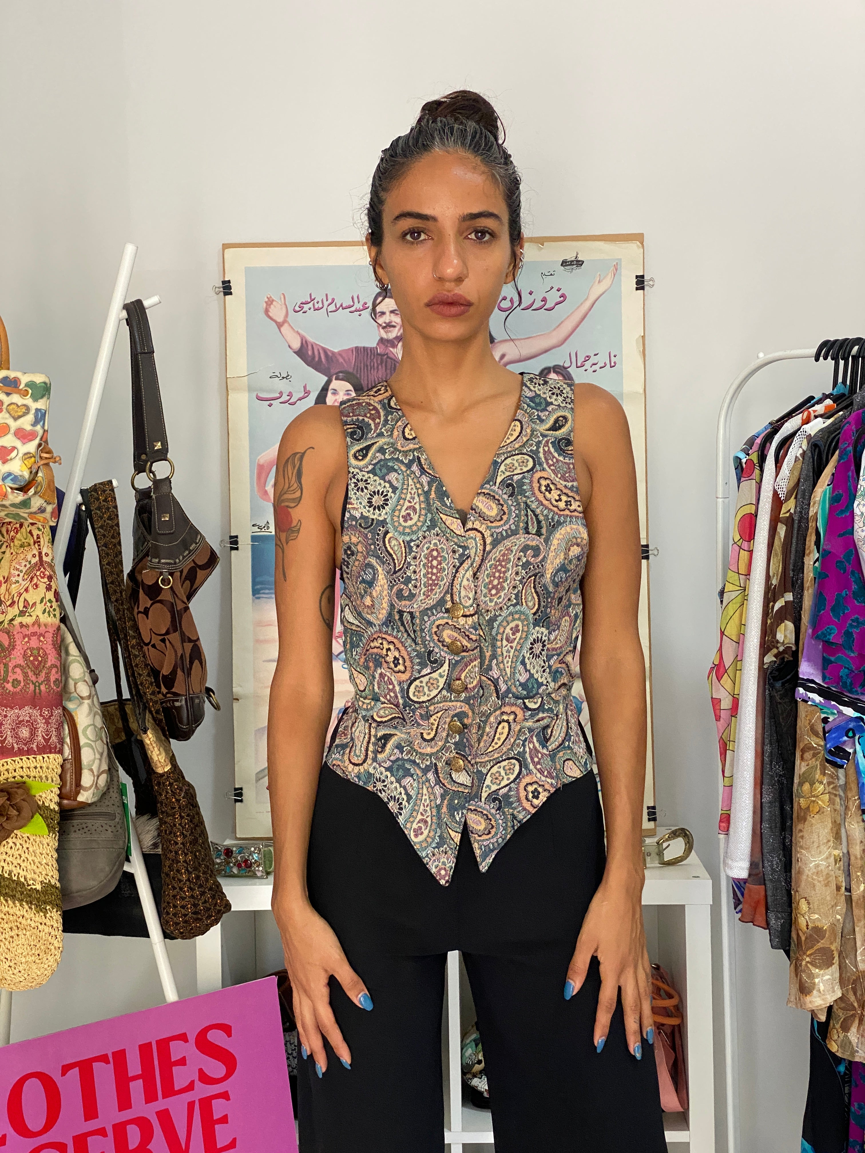 Vintage 90s Express Paisley Tapestry Button Front Vest - S