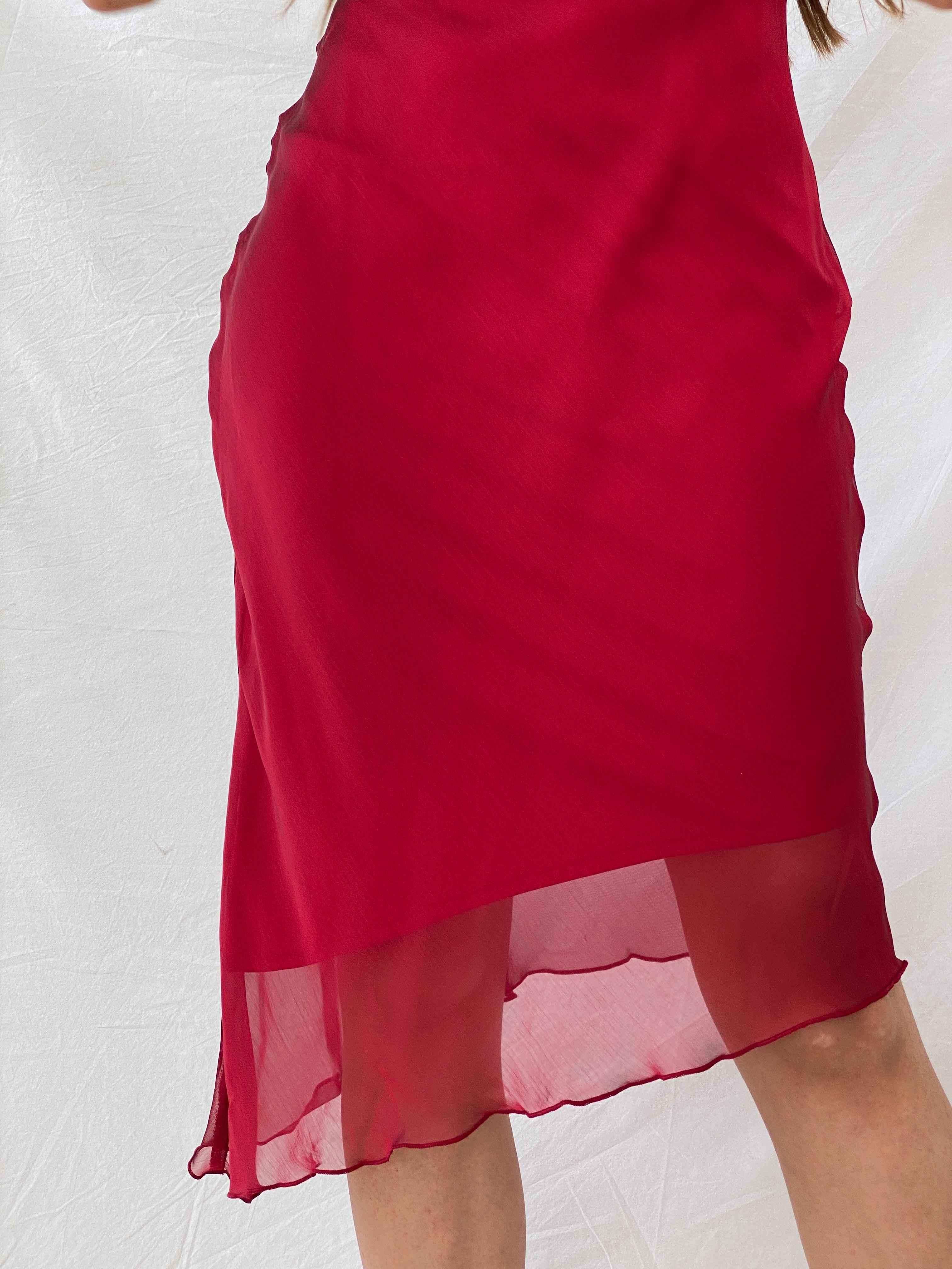Dreamy Vintage 90s New Look Red Asymmetrical Dress - Balagan Vintage Midi Dress 00s dress, midi dress, Mira, NEW IN