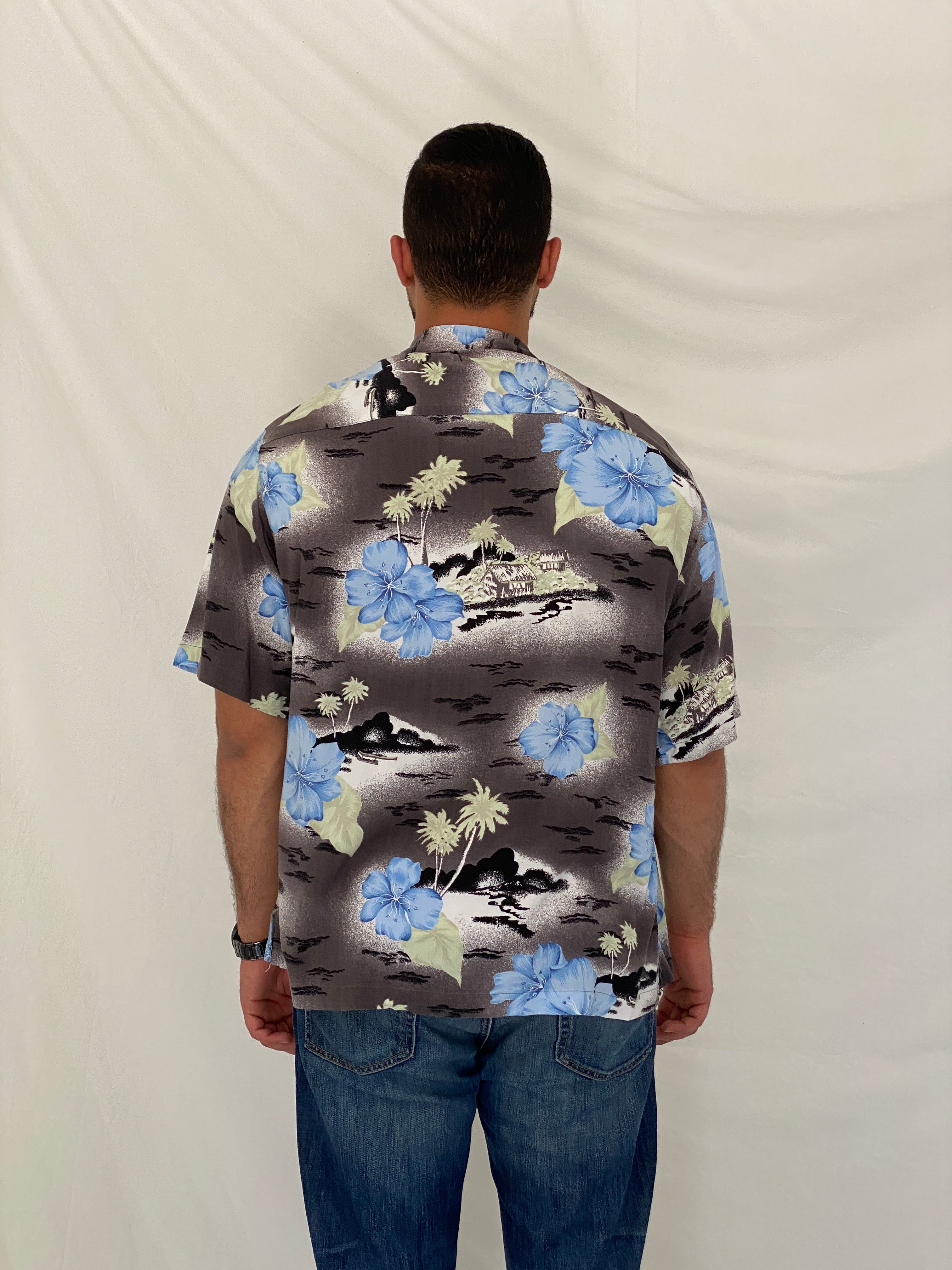 Vintage Original Island Sport Rayon Tropical Floral Camp Shirt – L