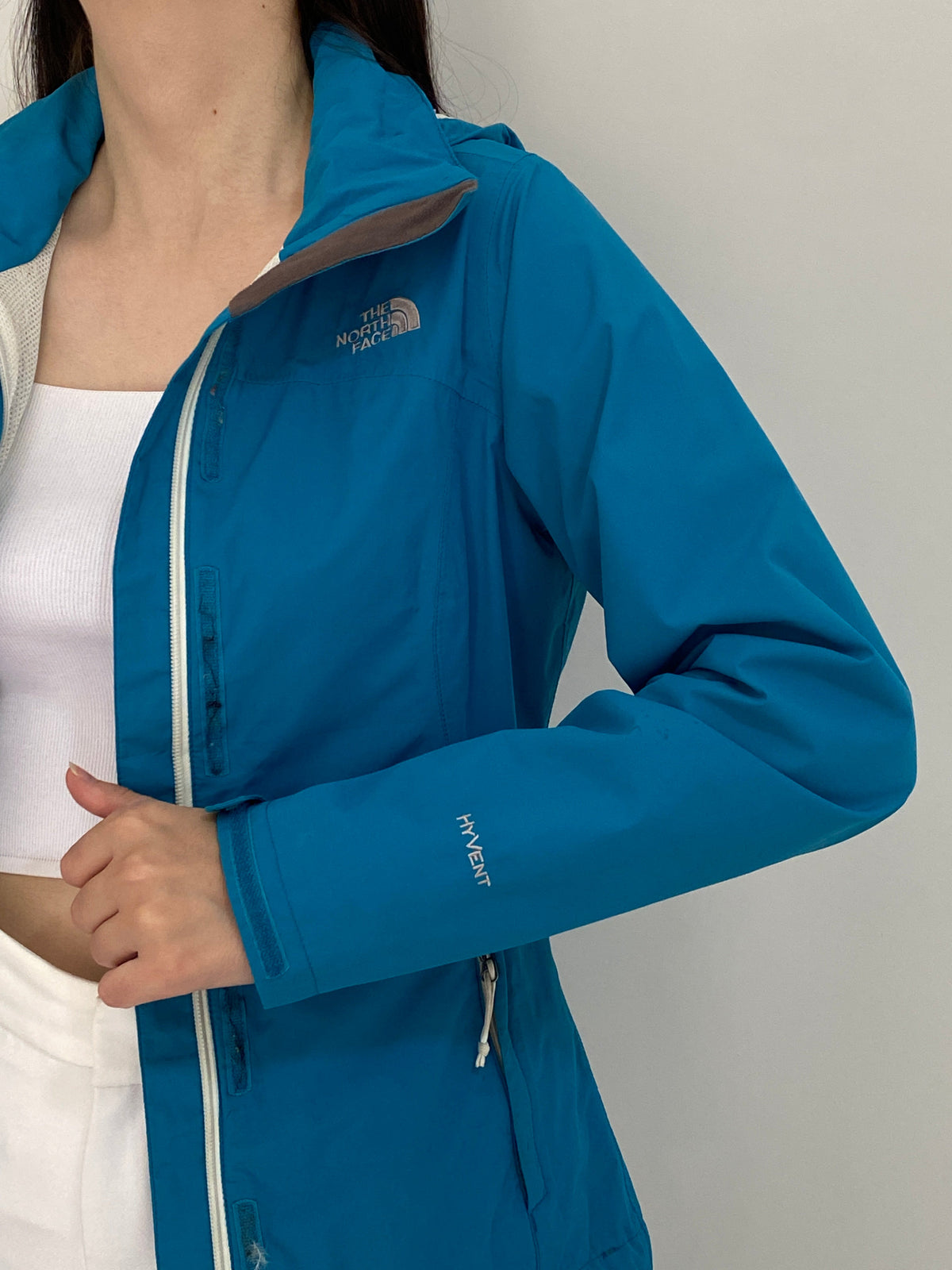 The North Face HyVent Turquoise Blue Hooded Waterproof Jacket – S/P