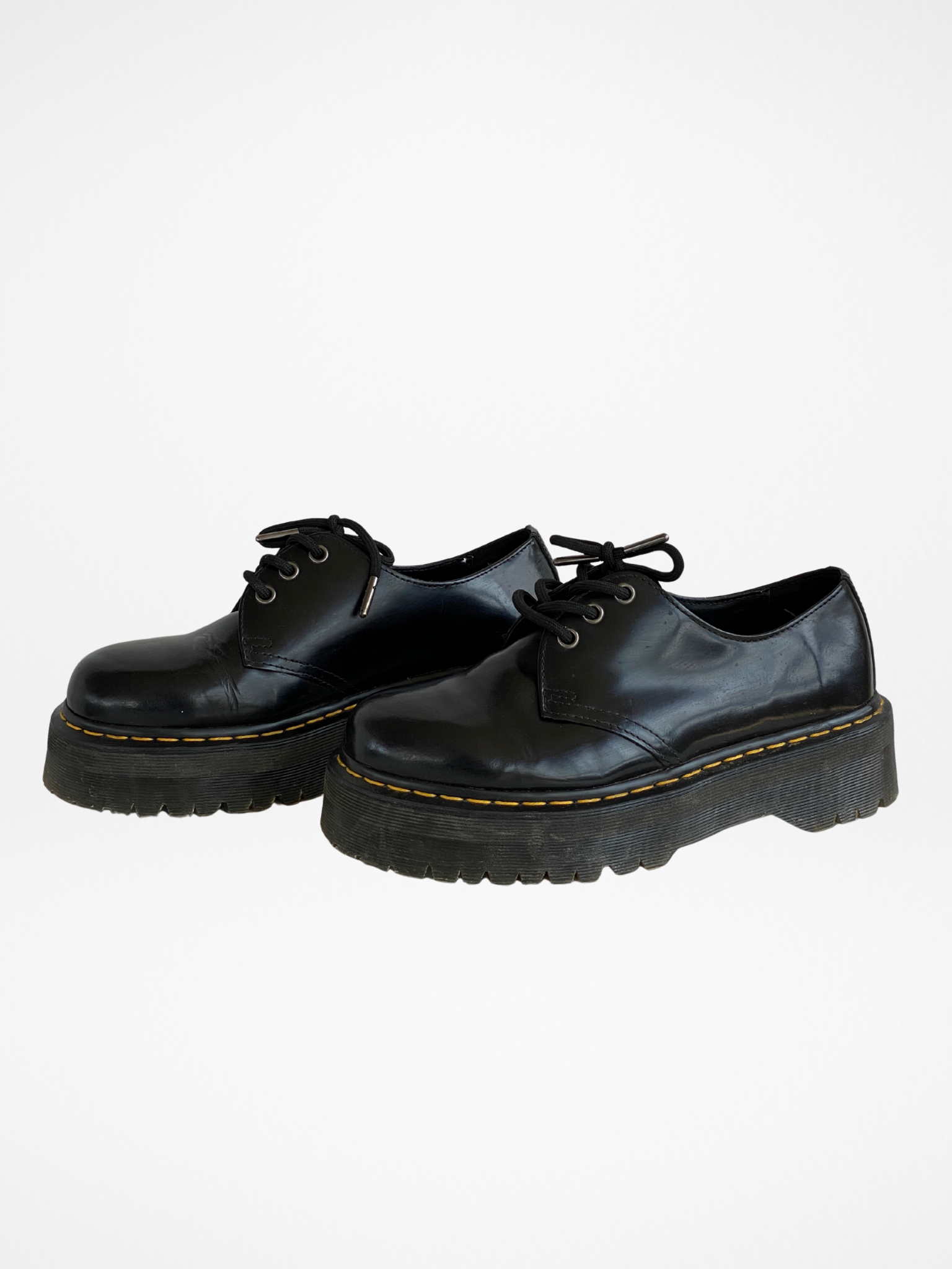 Dr. Martens Docs Black Leather Chunky Platform Derby Shoes Lace-Up Oxfords – Size EU 41