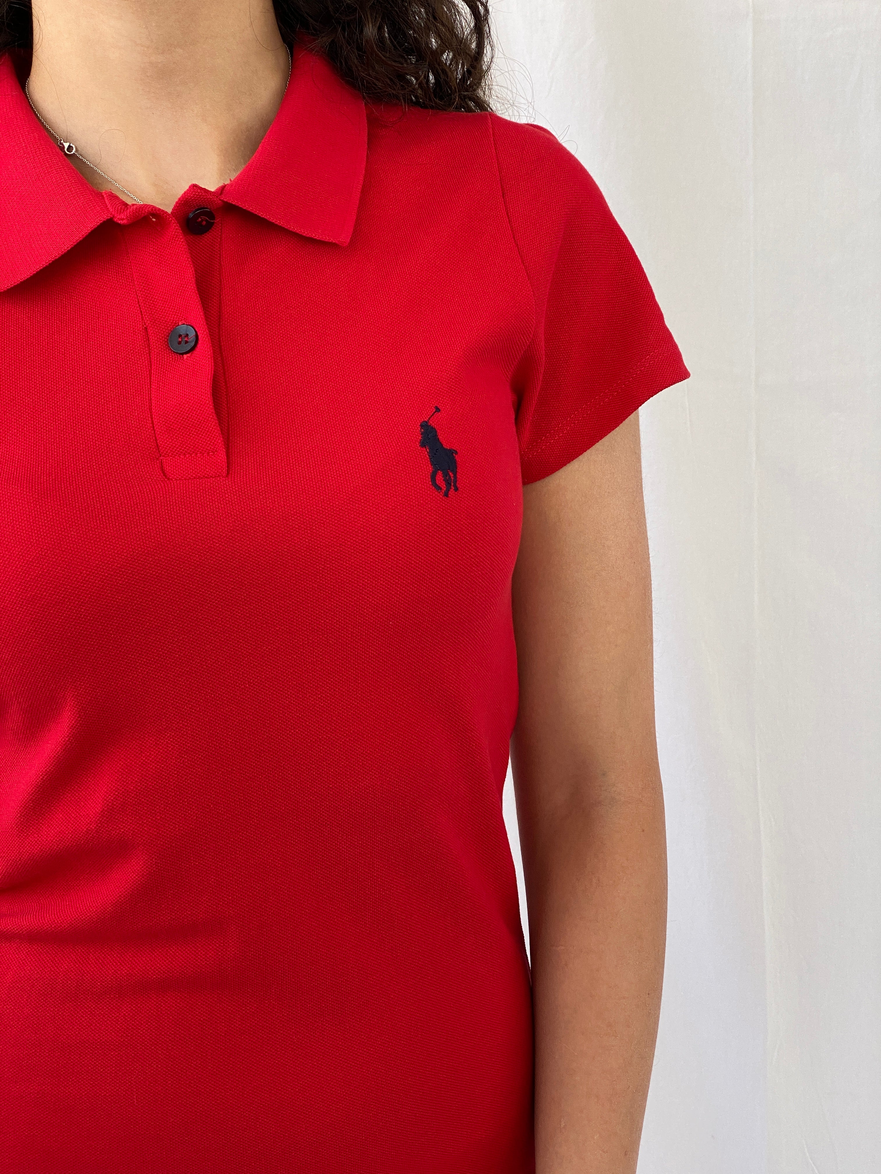 Ralph Lauren Polo Assn Red Midi Half Sleeve Tennis Cotton Dress - S