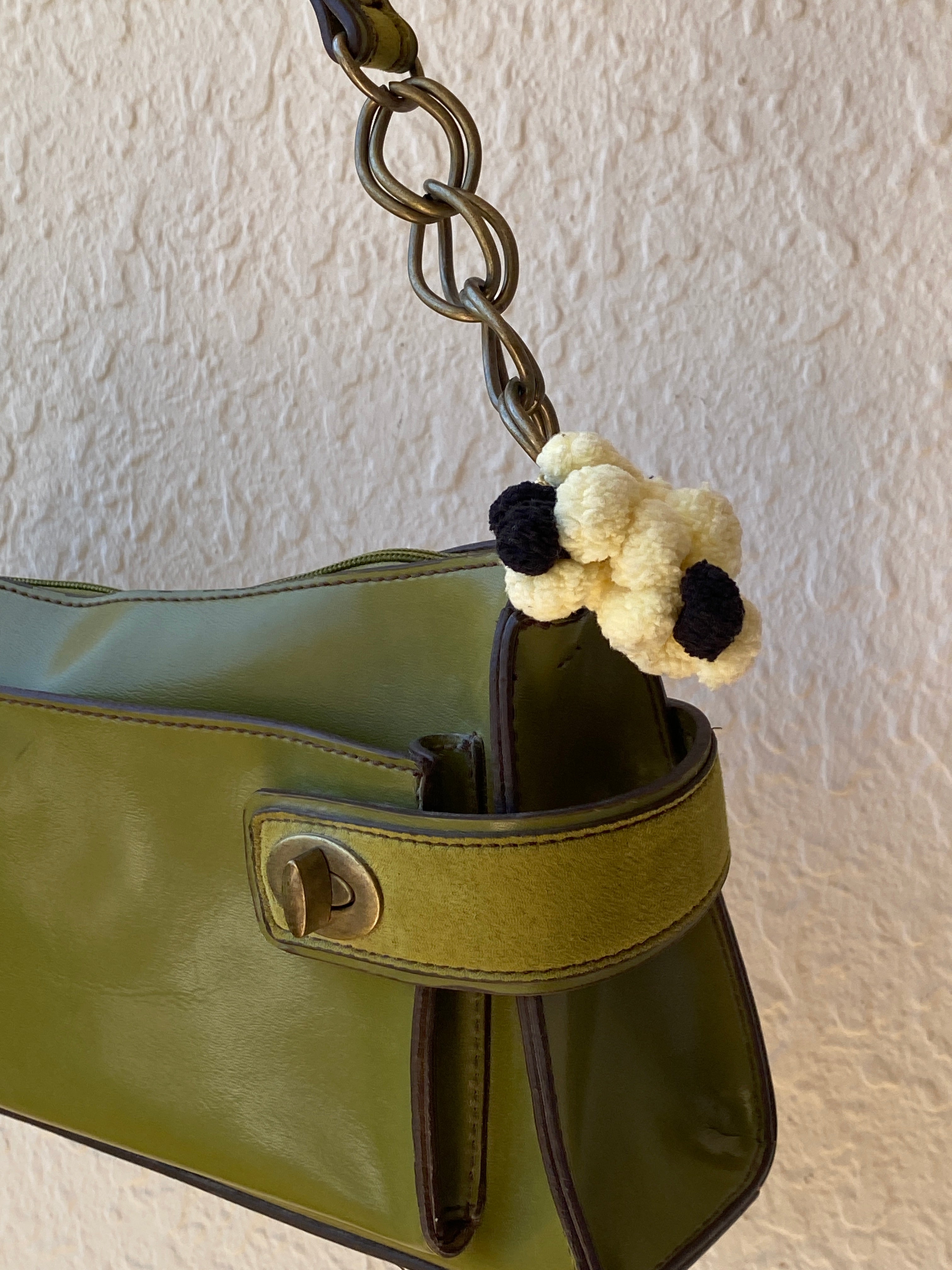 Vintage Emillie M. Green Faux Leather Shoulder Bag with Chain Strap