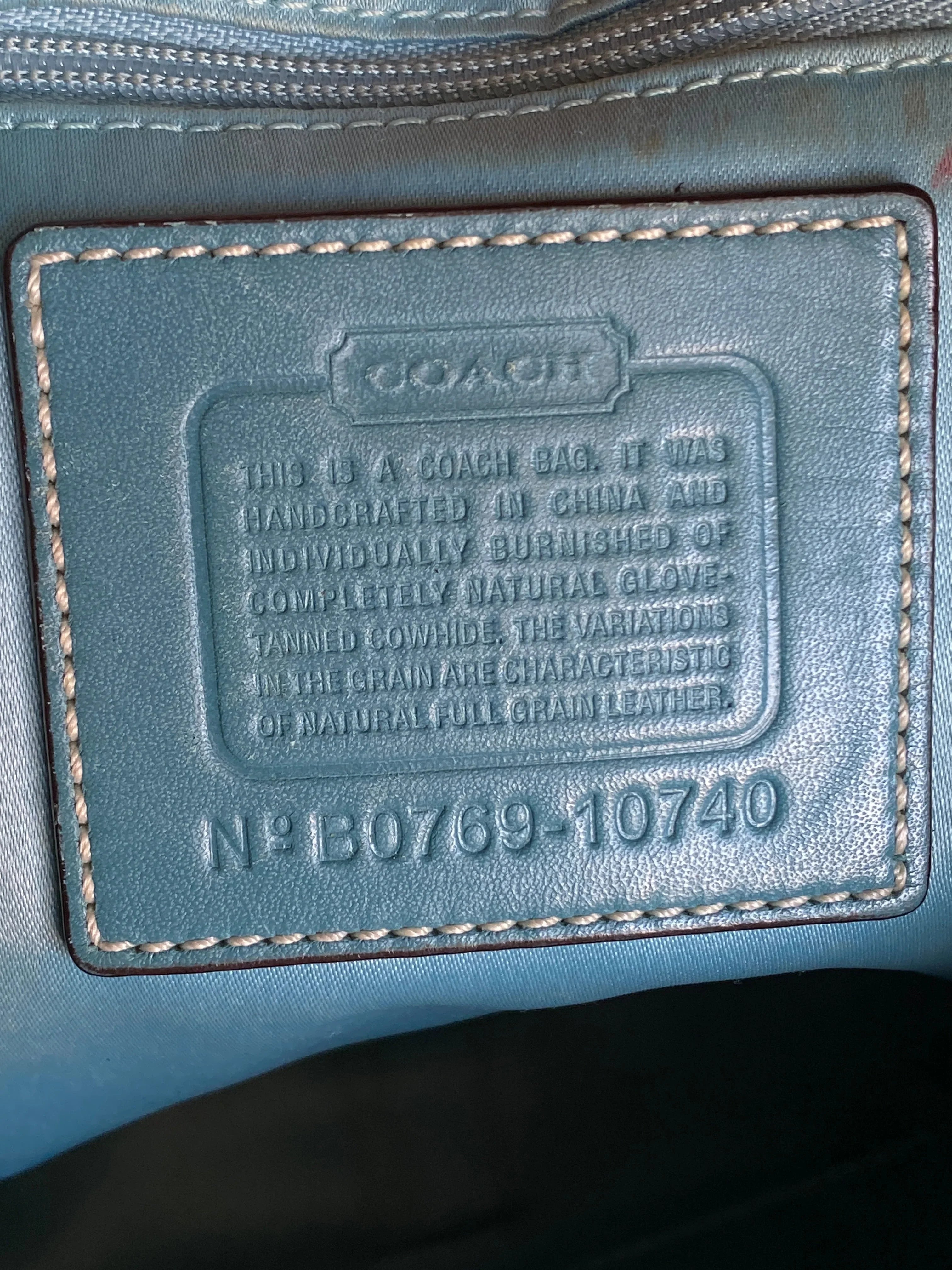 Coach B0769-10740 Teal Leather Shoulder Bag – Vintage Glovetanned Leather