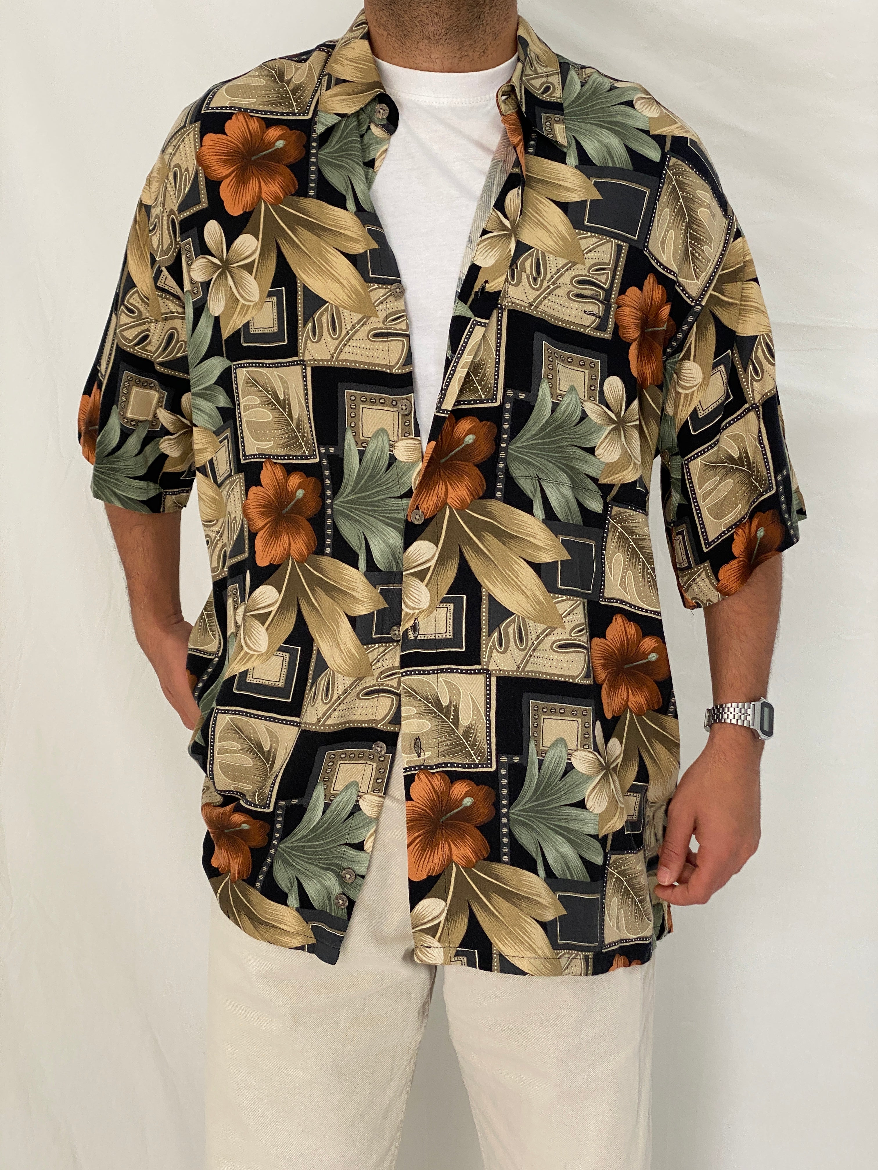 Vintage Campia Moda Tropical Relaxed Fit Rayon Vacation Shirt - L