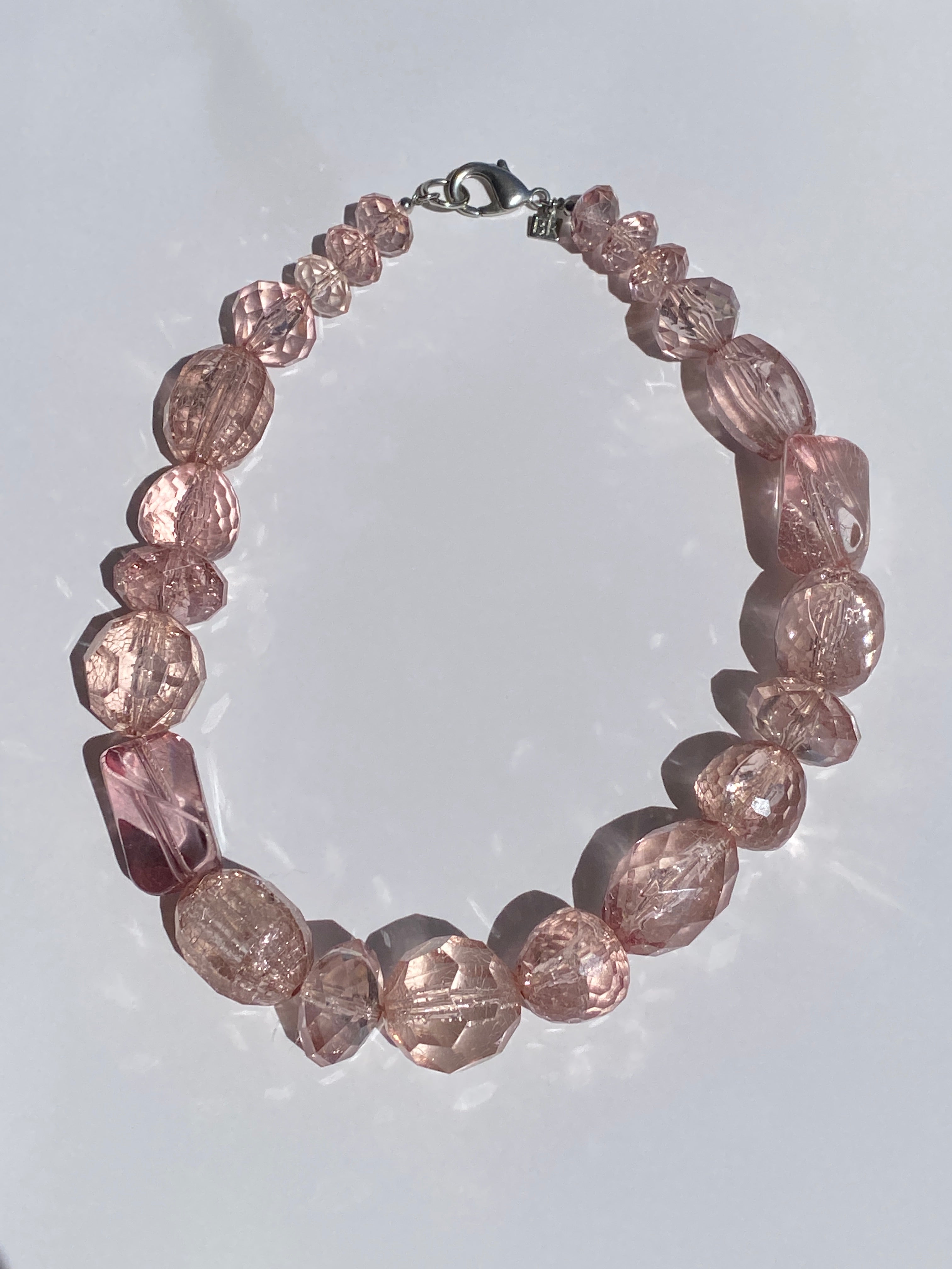 Vintage Y2K Banana Republic Pink Chunky Acrylic Bead Necklace