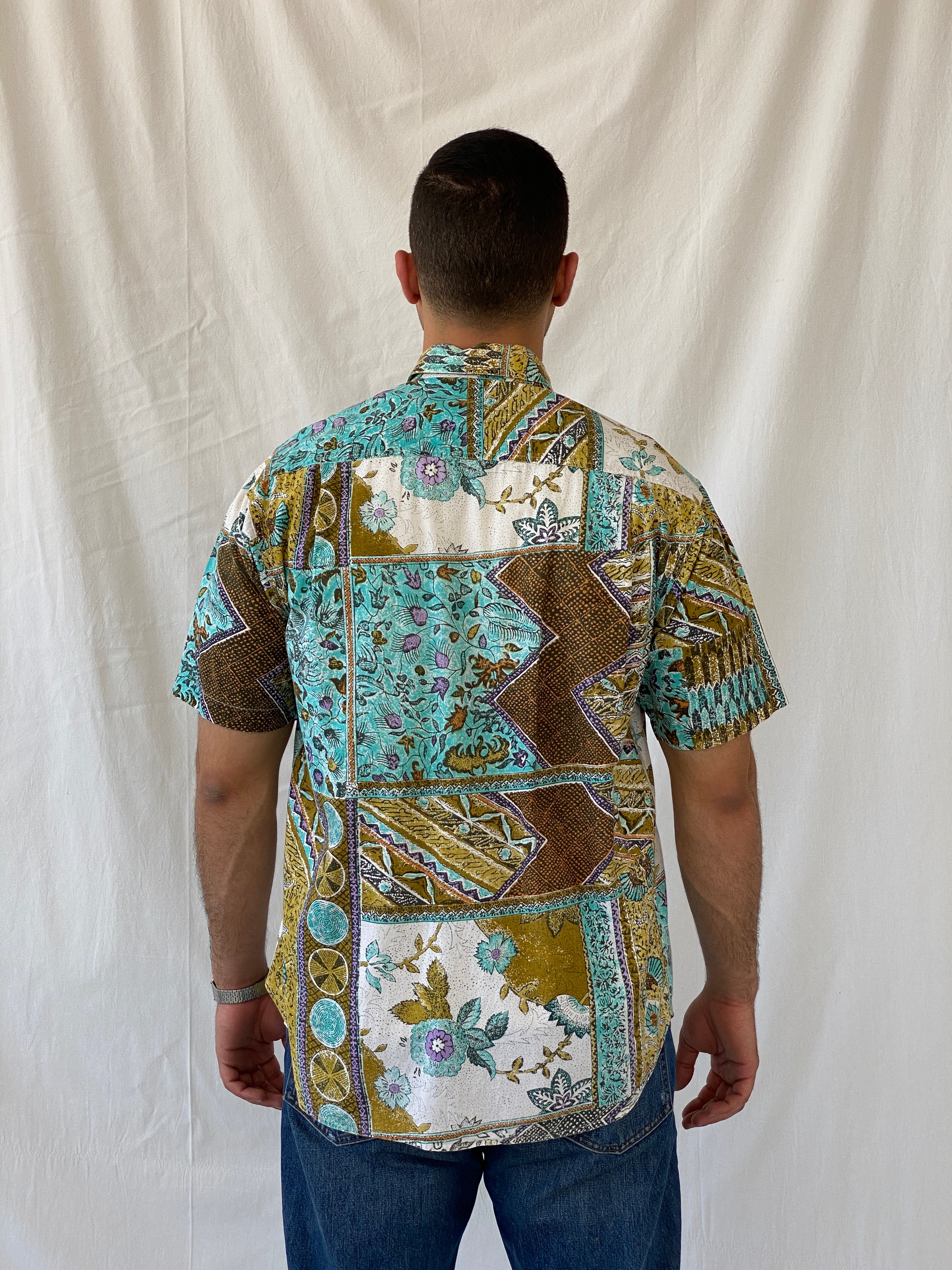 Vintage Christopher Barnes International Short Sleeve Button Down Men’s Printed Shirt - M