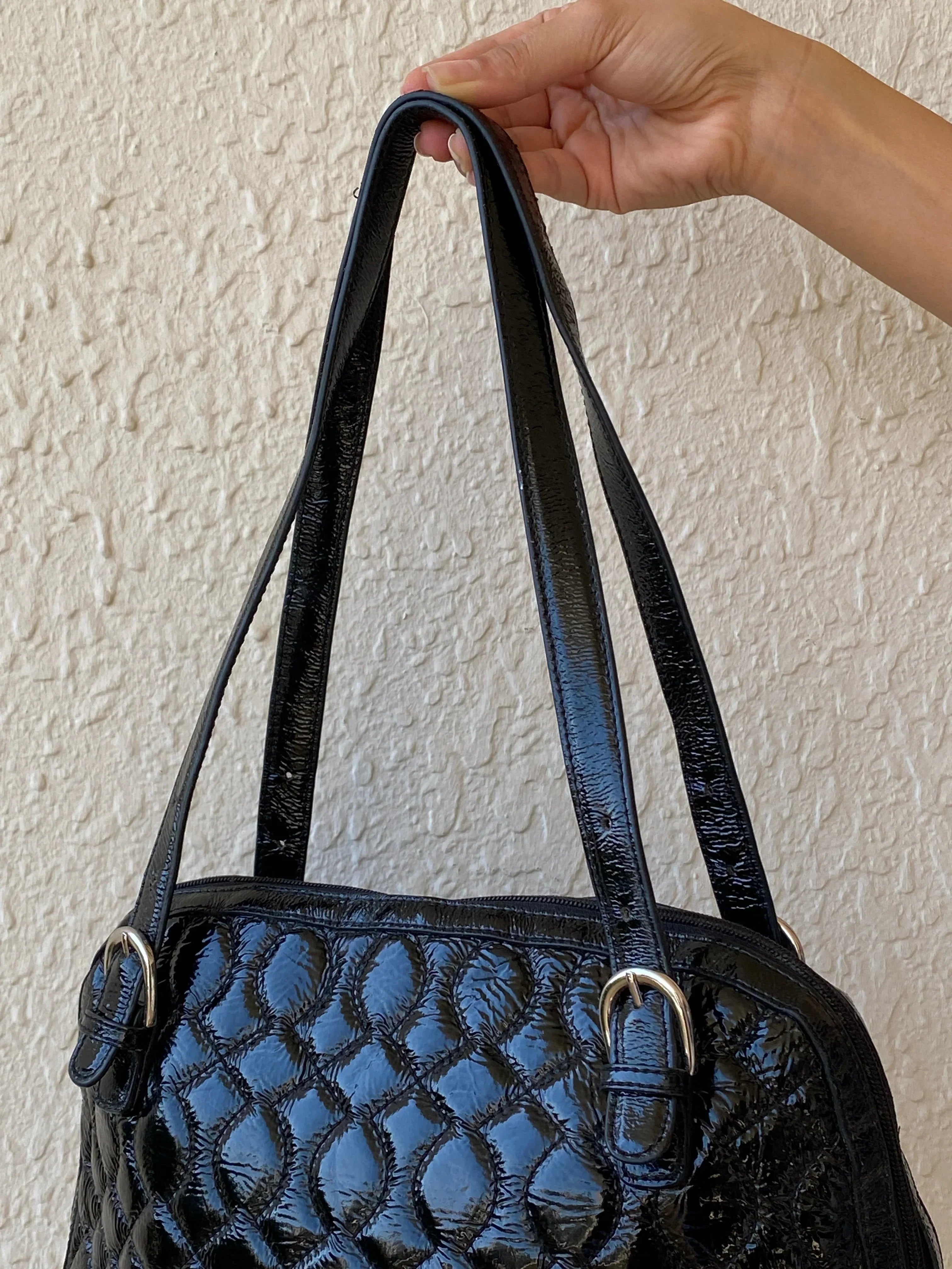 Hobo International Black Purse Patent Leather Quilted Shoulder Bag