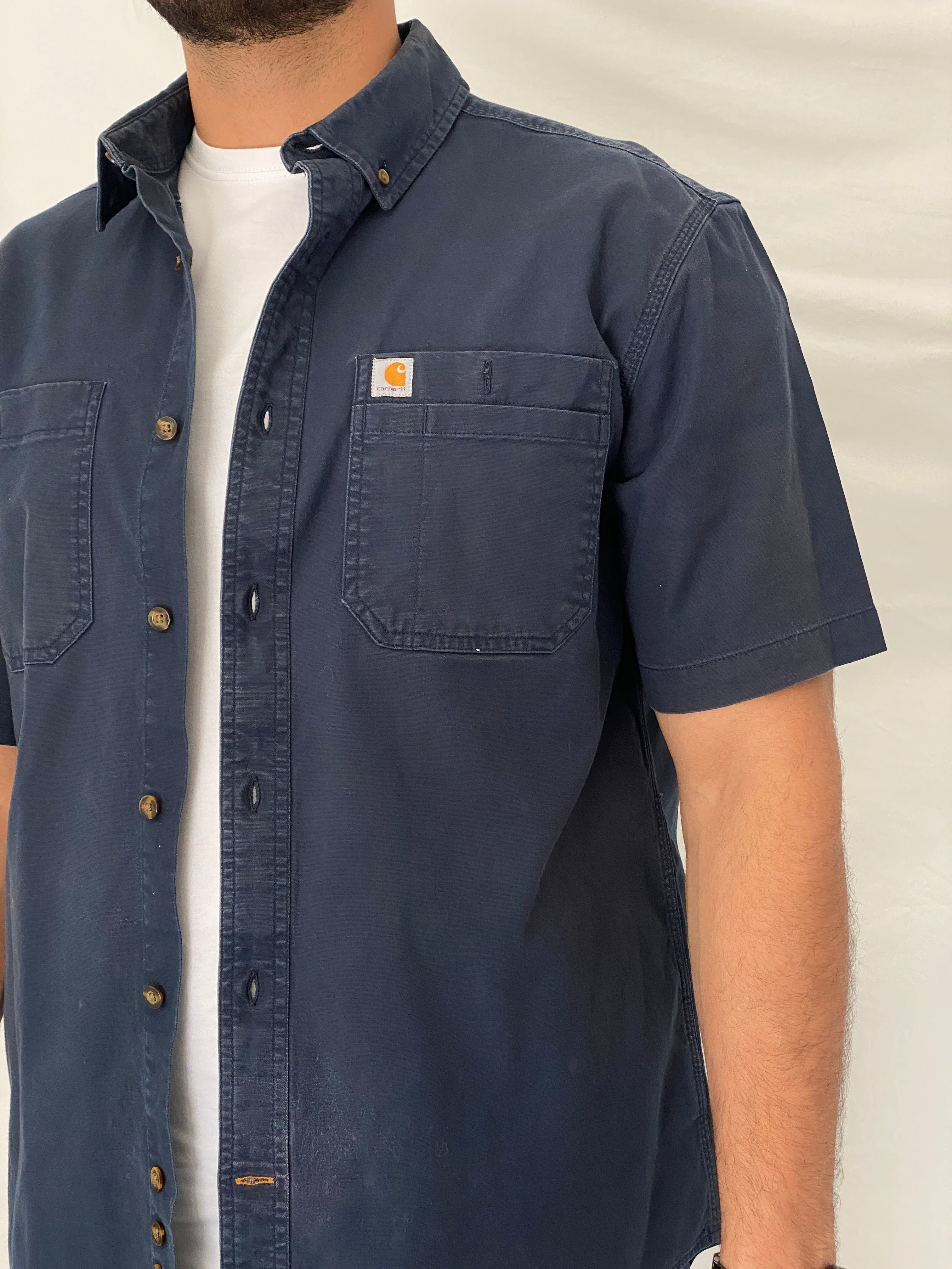 Carhartt Relaxed Fit Navy Cotton Work Spring 2019 Shirt - L