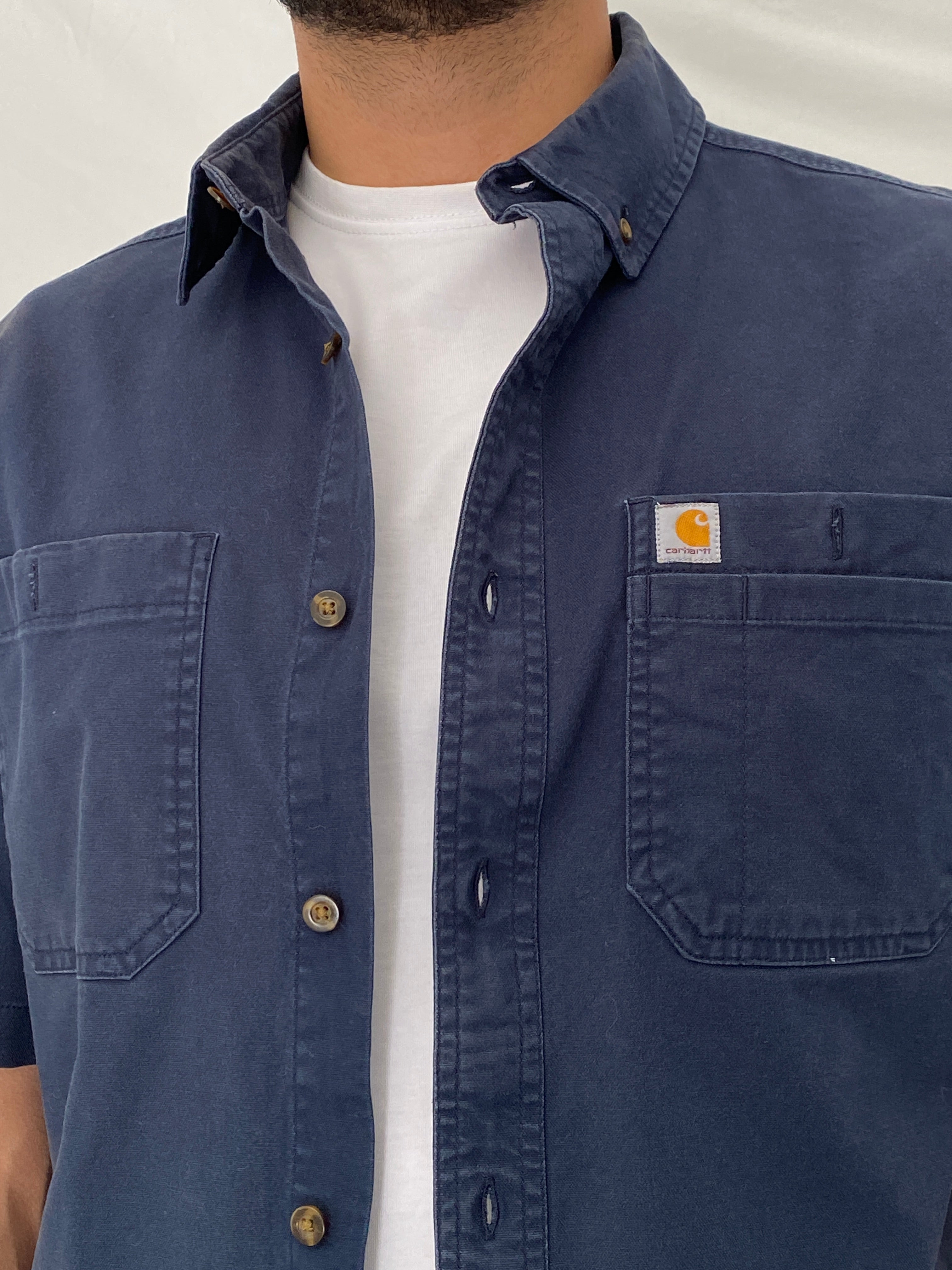 Carhartt Relaxed Fit Navy Cotton Work Spring 2019 Shirt - L