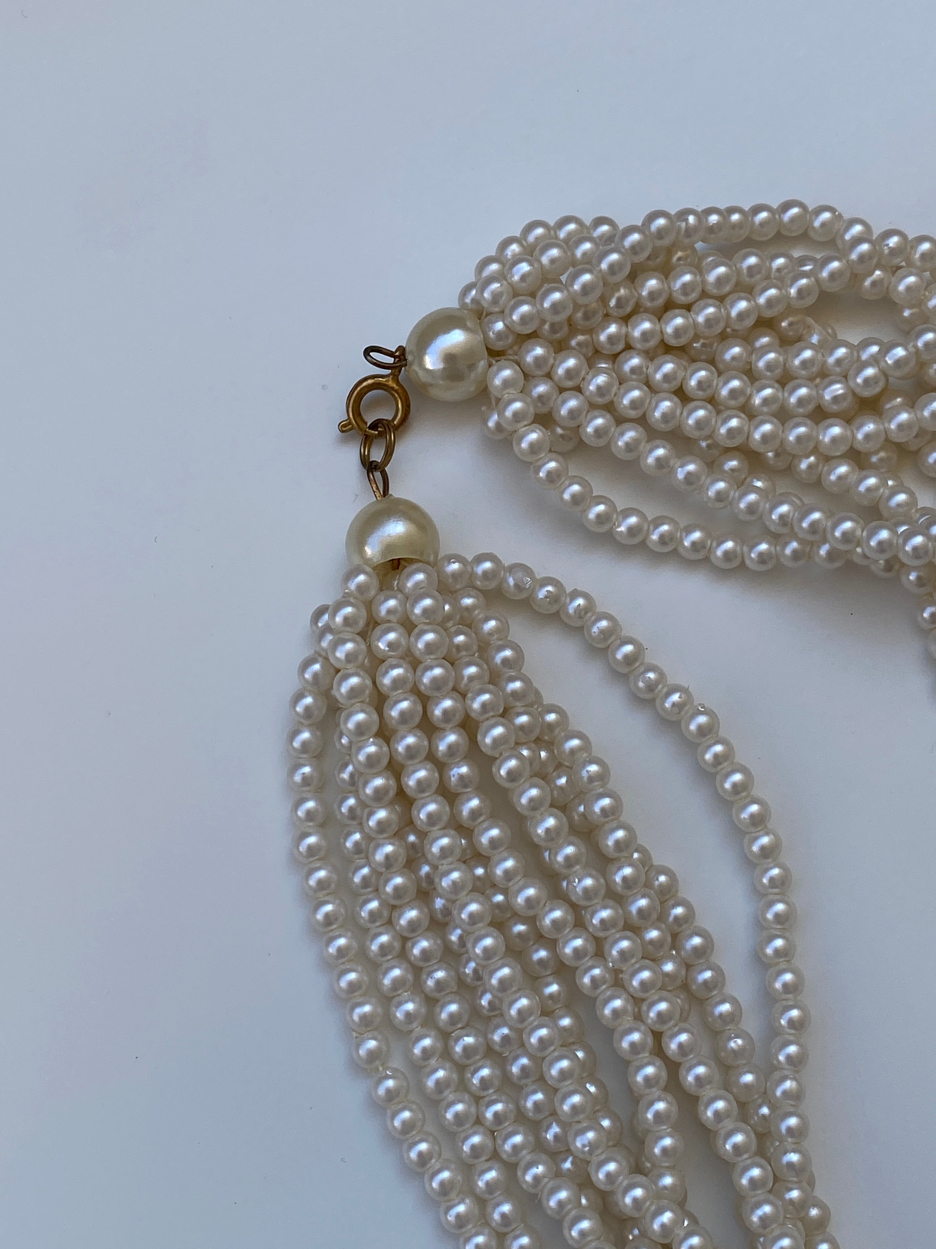 Vintage Multi Strand Faux Pearl Necklace Layered Classic Elegant Jewelry
