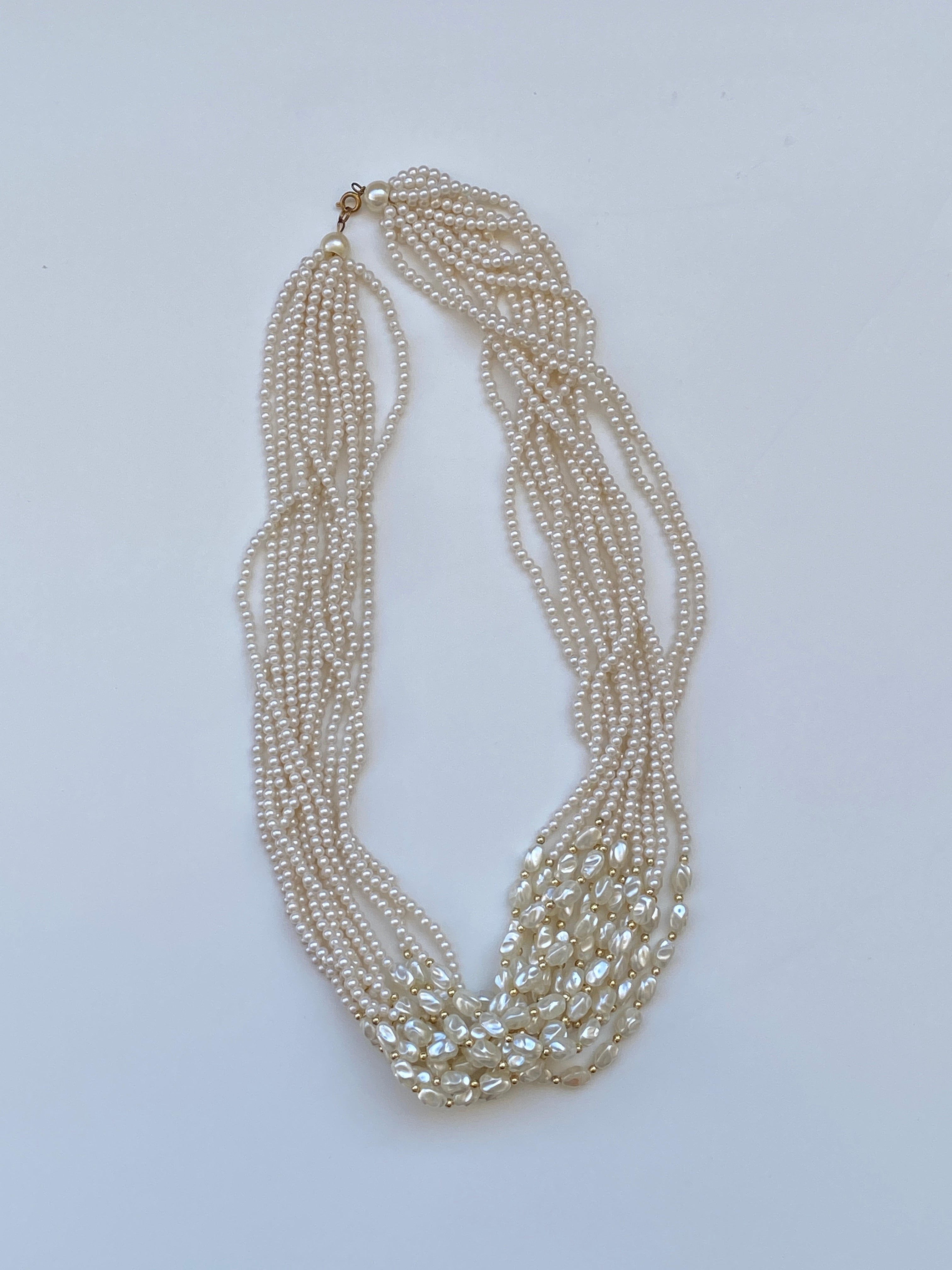 Vintage Multi Strand Faux Pearl Necklace Layered Classic Elegant Jewelry