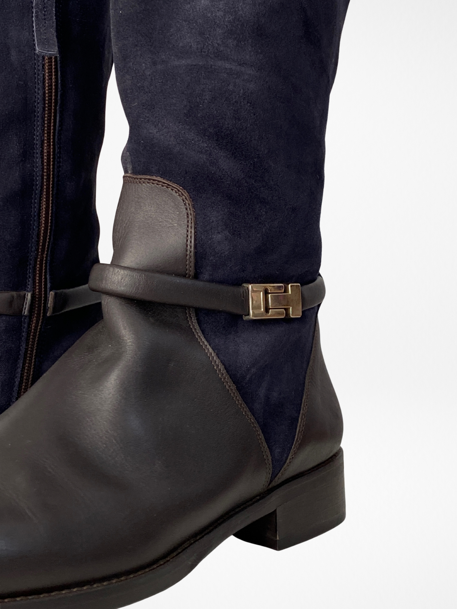 Tommy Hilfiger Hamilton Brown & Navy Leather Suede Boots – EU 41
