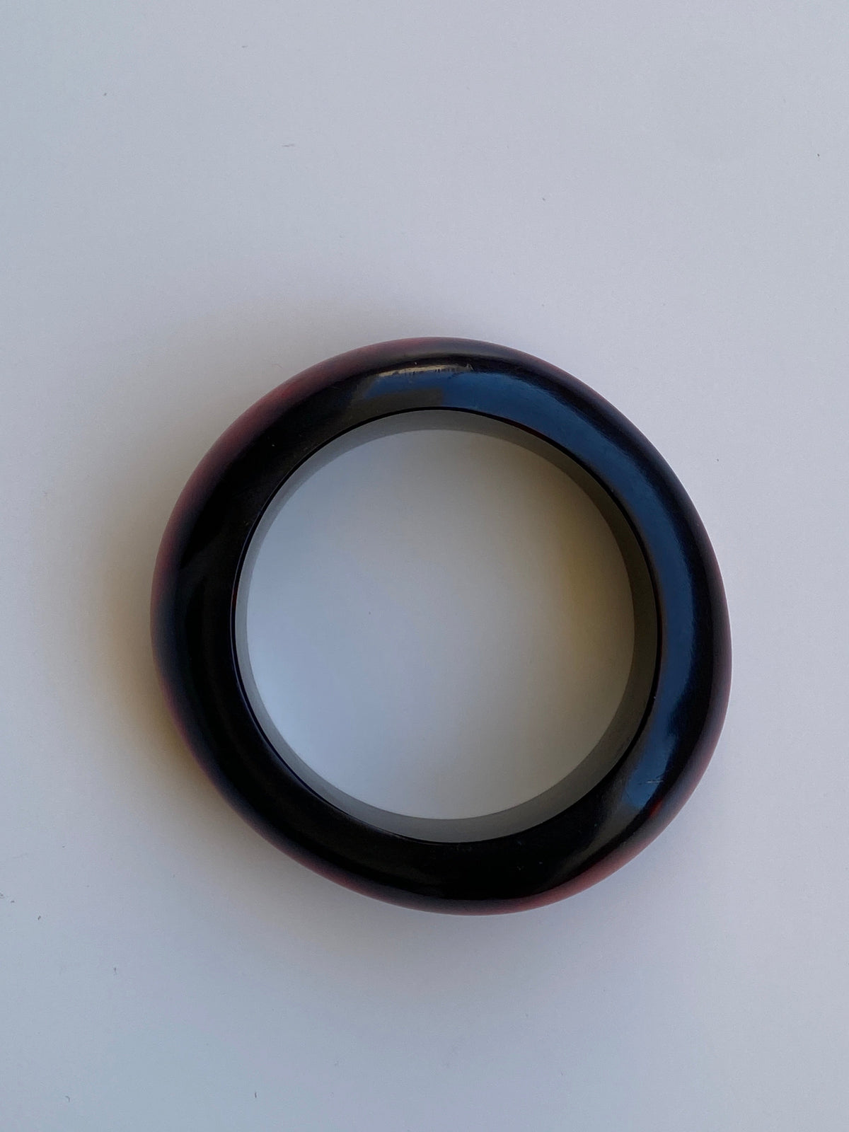 Vintage 80s Black & Deep Red Lucite-Style Chunky Domed Statement Bangle