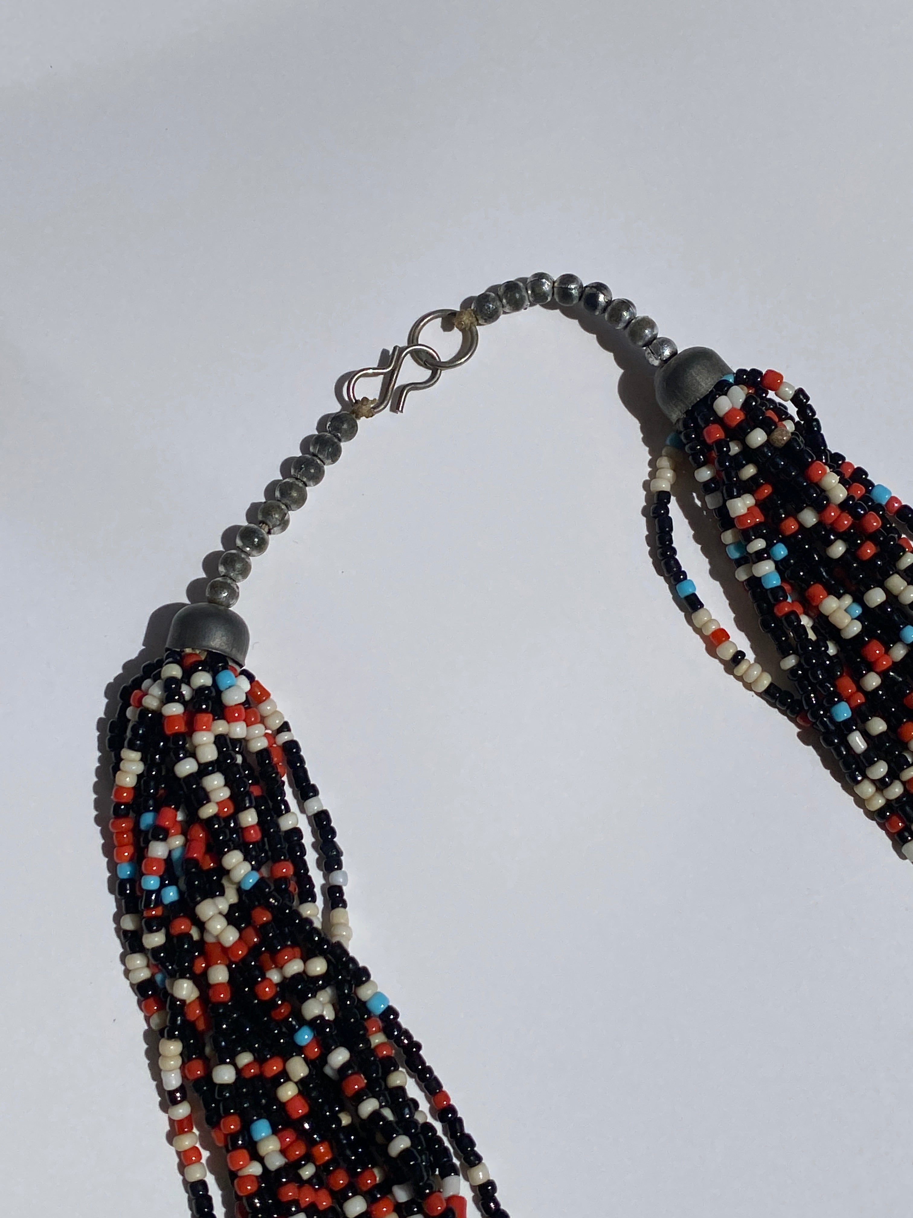 Vintage Multi-Strand Multi Color Seed Bead Statement Necklace