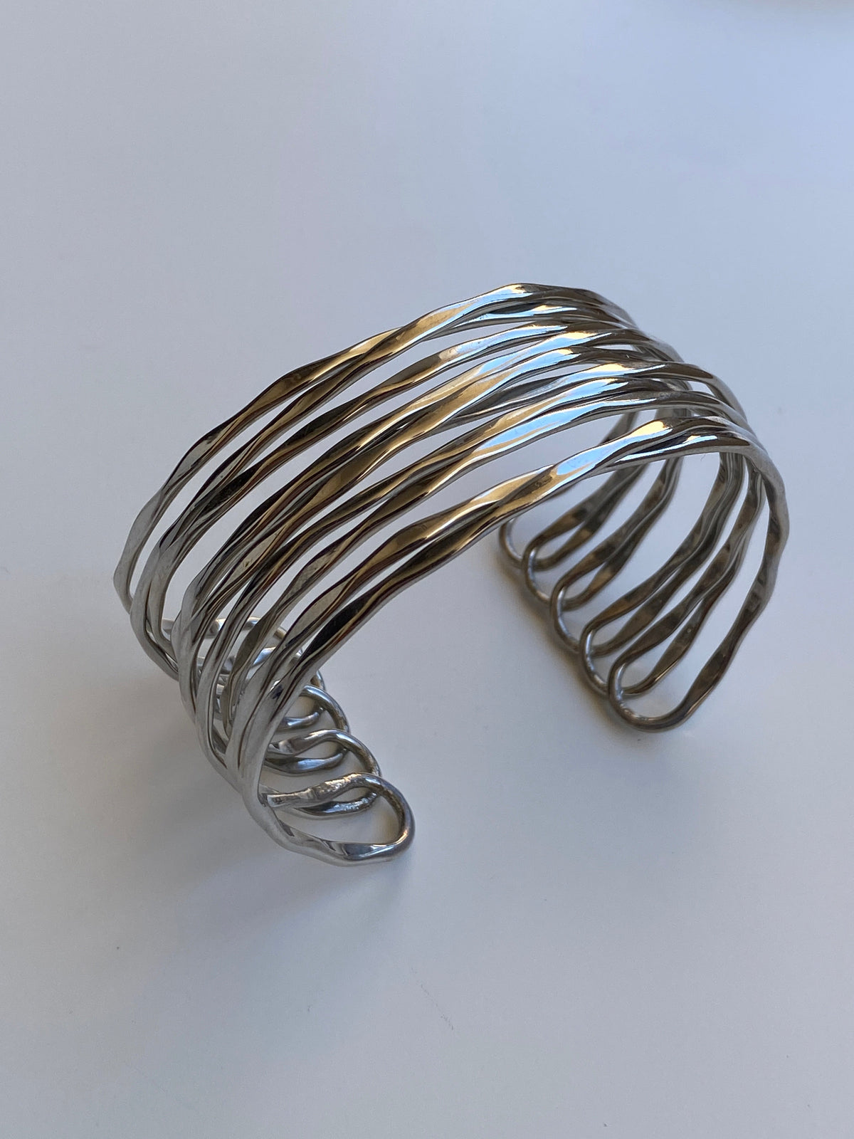 Vintage Silver-Tone Multi-Strand Open Cuff Bracelet
