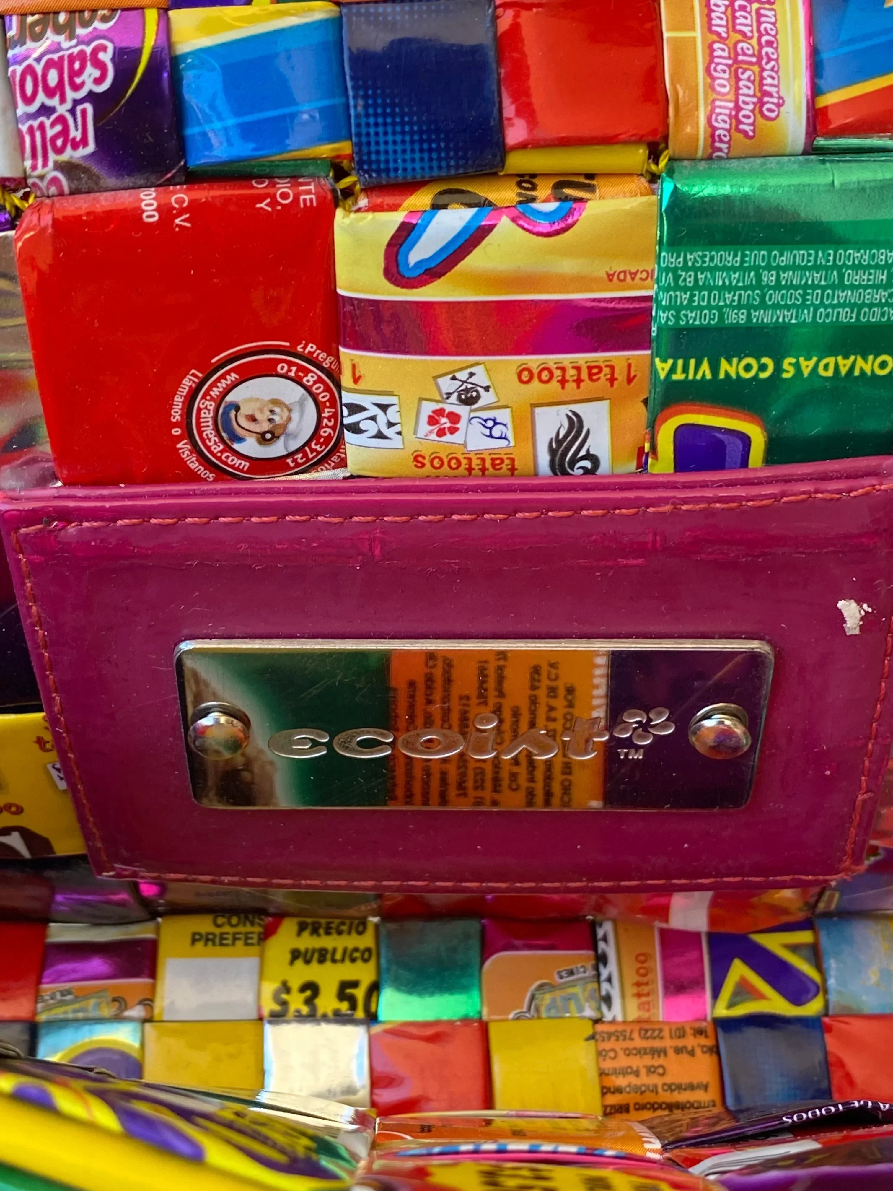 Ecoist Recycled Candy Wrapper Clutch Bag – Handmade Colorful Woven Upcycled Purse