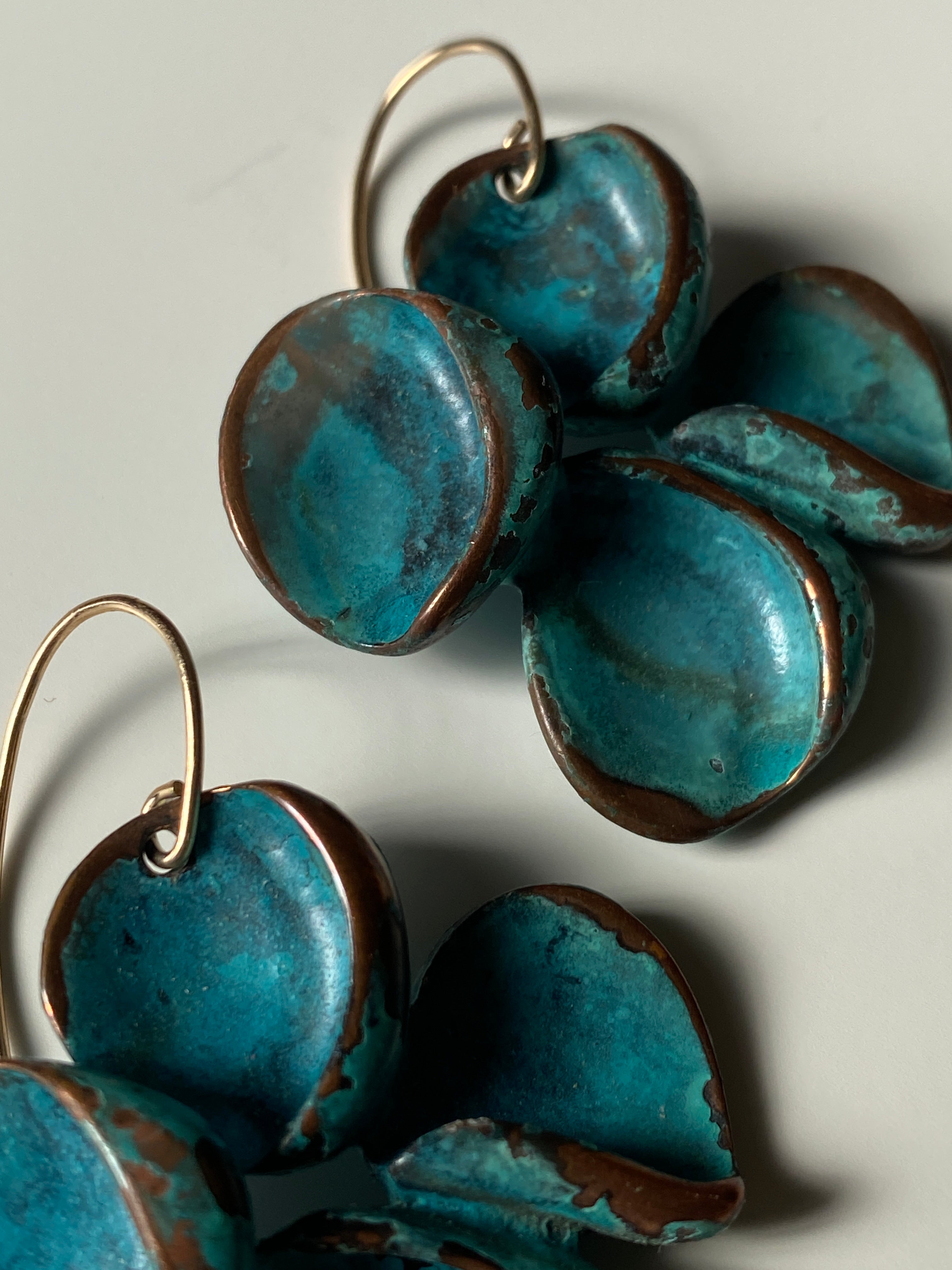 RLM Soho Copper Cluster Drop Earrings Teal Blue Oxidized Robert Lee Morris Statement Jewelry