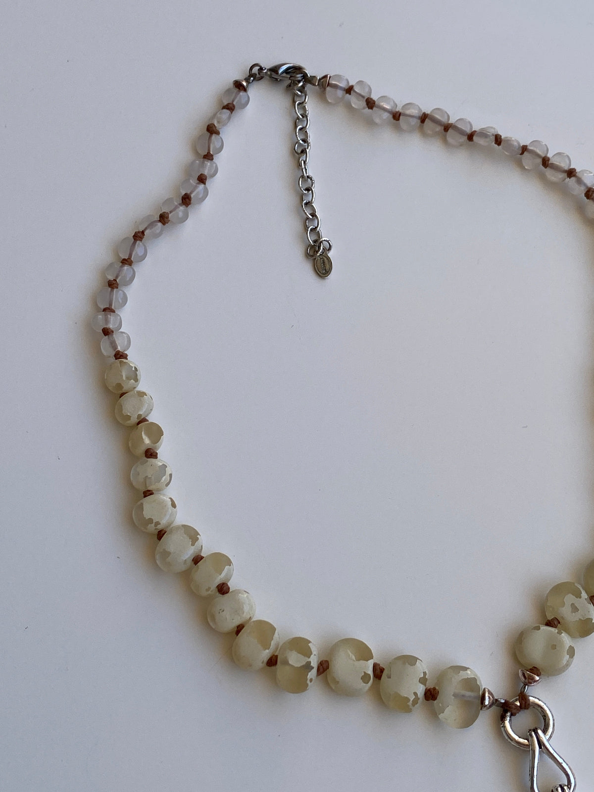 Vintage Y2K Monet Cream Beaded Yellow Teardrop Pendant Statement Necklace