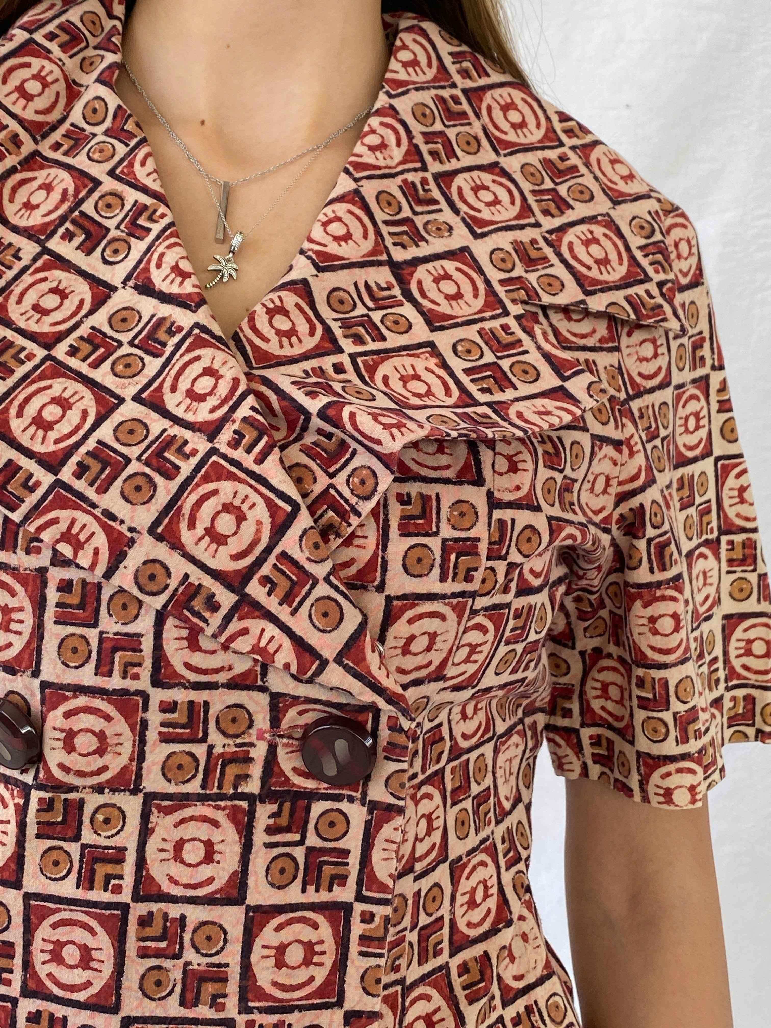Vintage Handmade Tribal Pattern Blazer - Balagan Vintage Half Sleeve Blazer 00s, 90s, half sleeve blazer, Mira