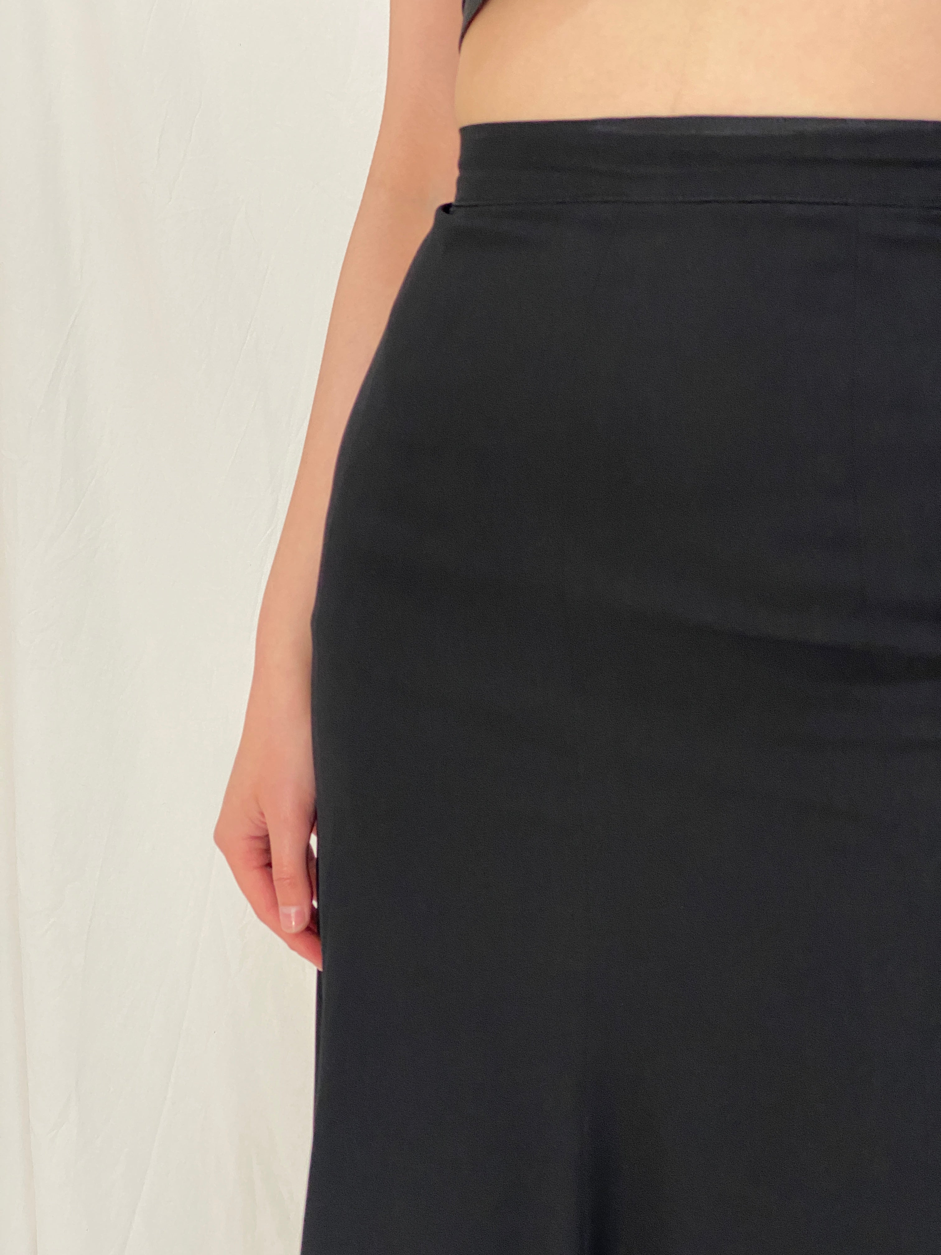 Vintage Y2K Sabena Black Flared A-Line Midi Skirt - S