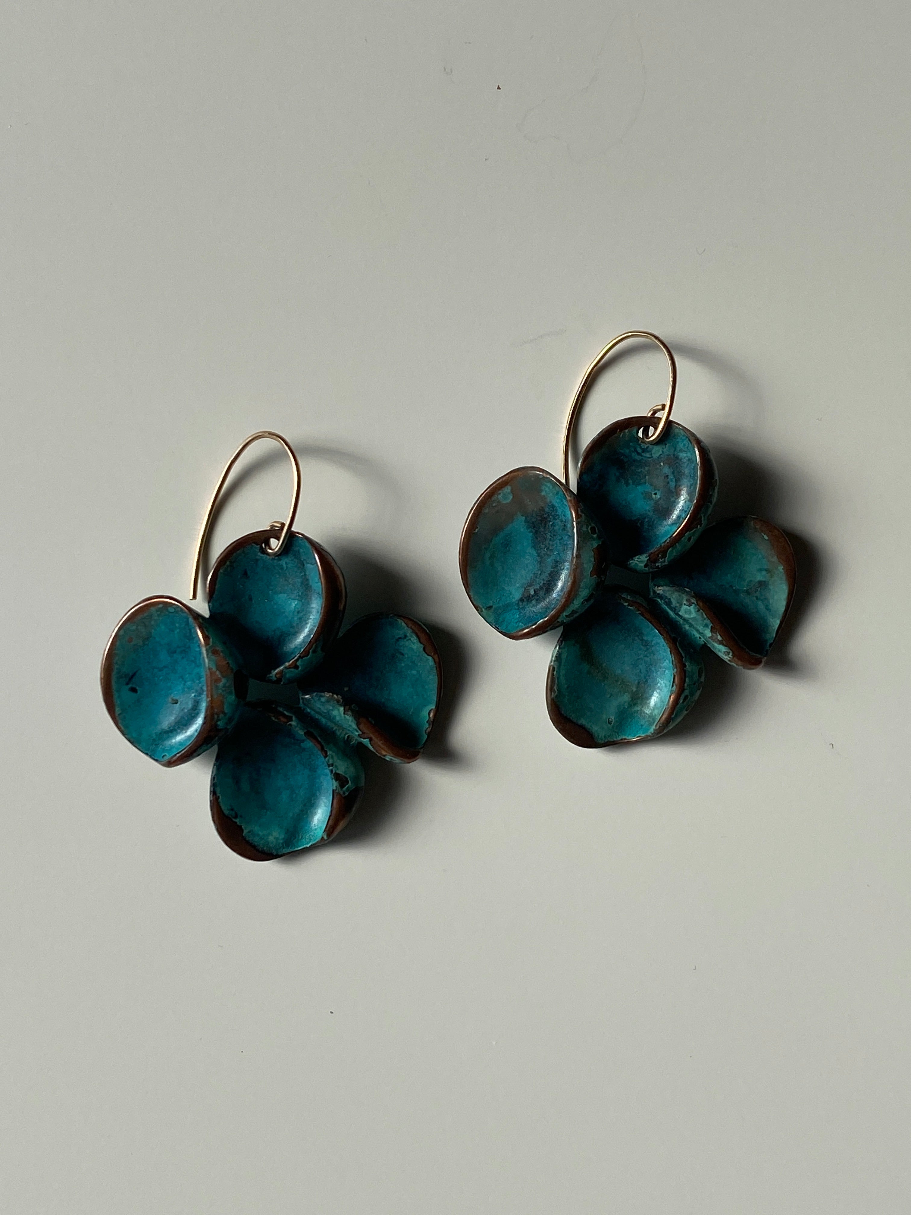 RLM Soho Copper Cluster Drop Earrings Teal Blue Oxidized Robert Lee Morris Statement Jewelry