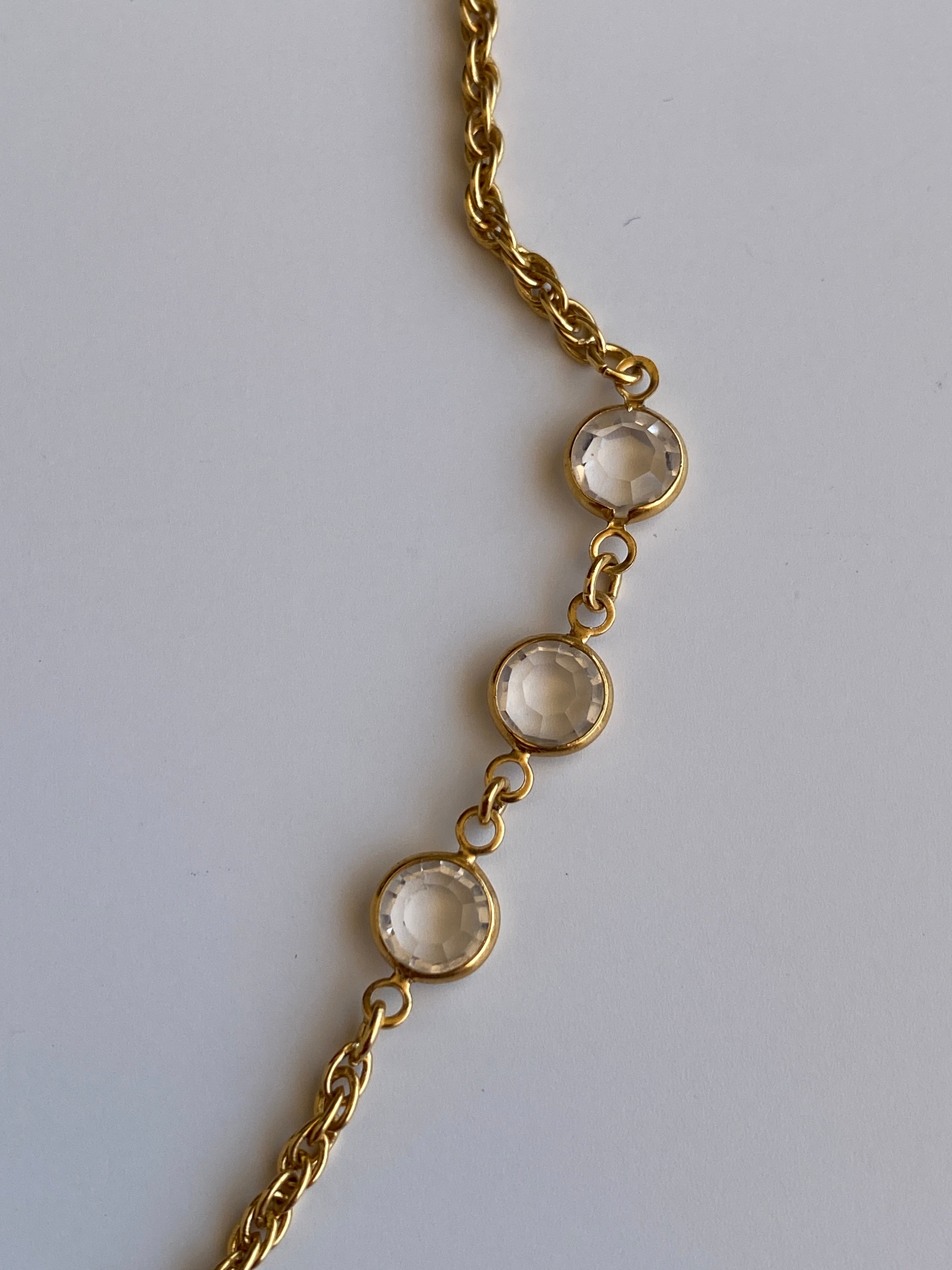 Vintage Monet Gold-Tone Crystal Long Convertible Double Strand Necklace