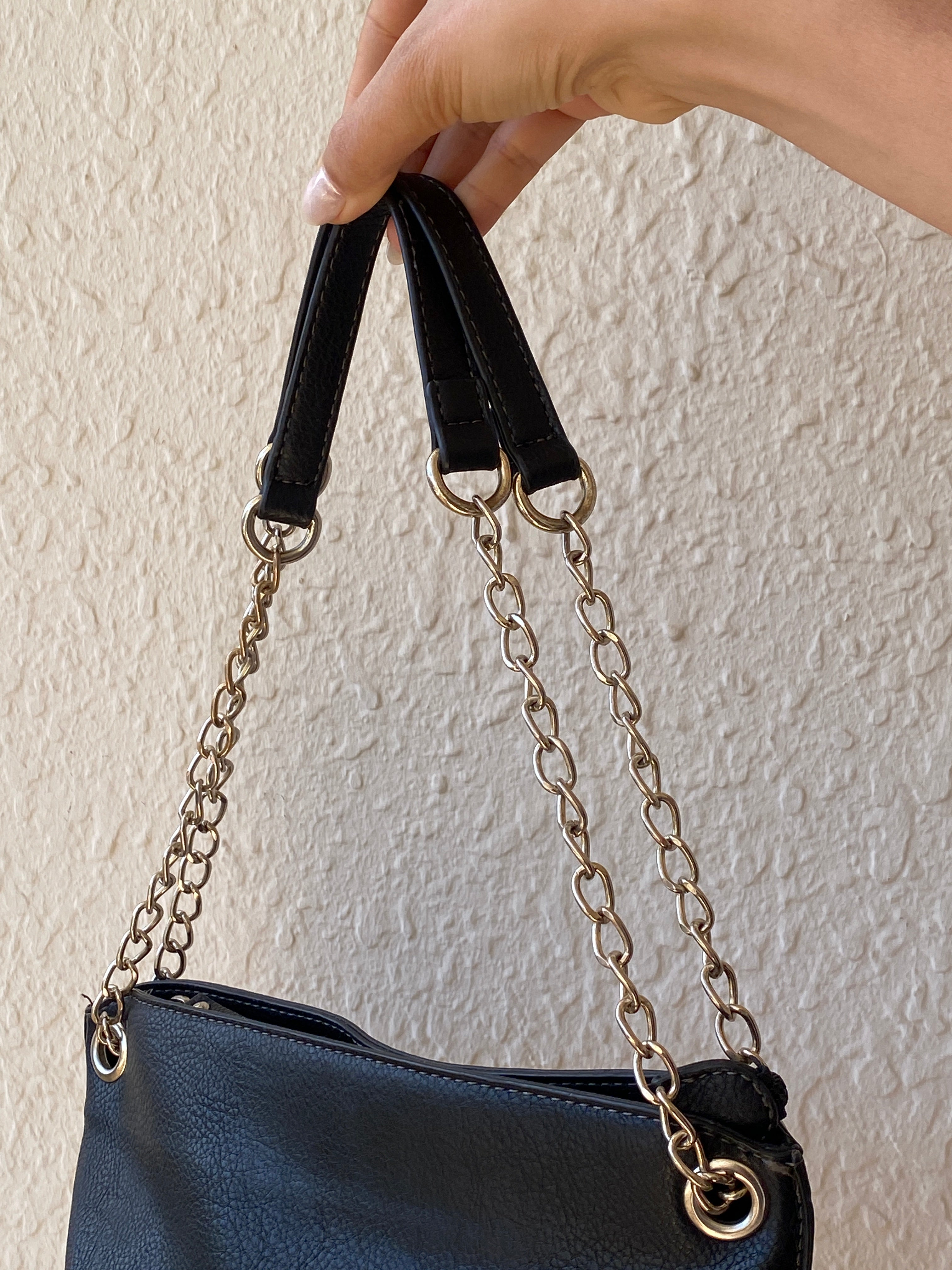 Tom Tailor Denim Black Leather Chain Strap Shoulder Crossbody Bag