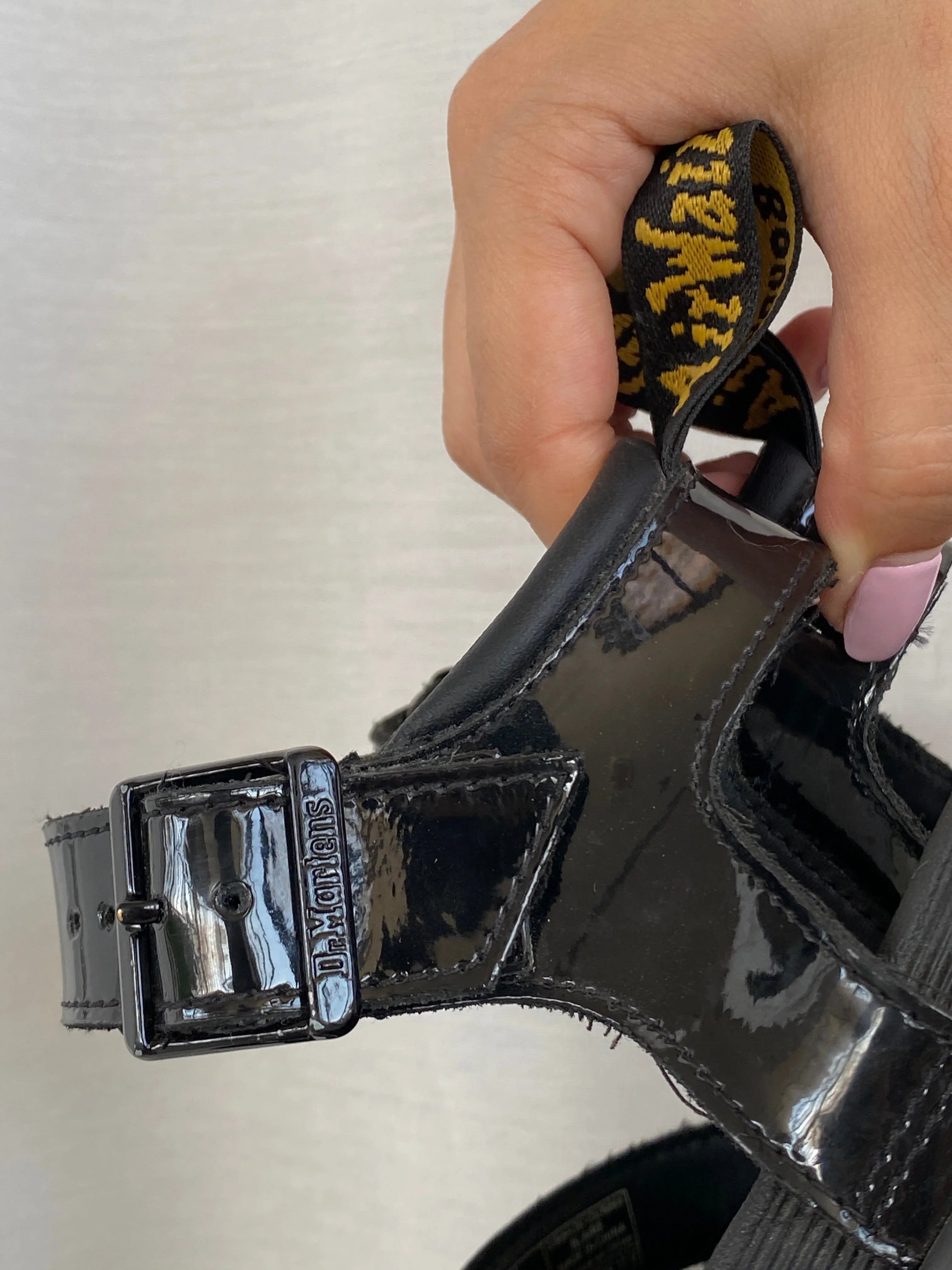 Dr. Martens Blaire Black Platform Patent Leather Gladiator Sandals – Size EU 37