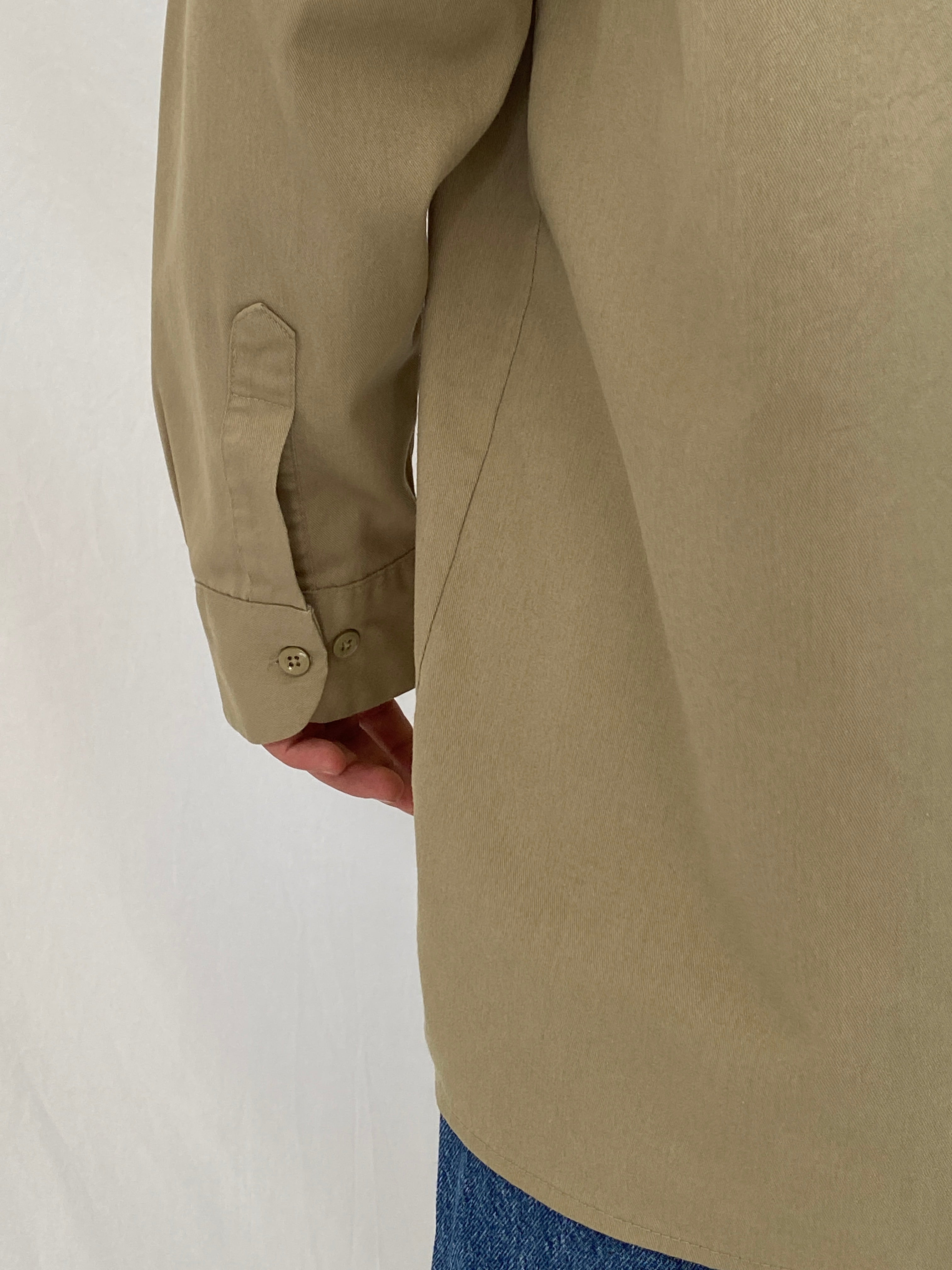 Vintage Dickies Workwear Khaki Button-Up Shirt Beige Utility Work Shirt - XL