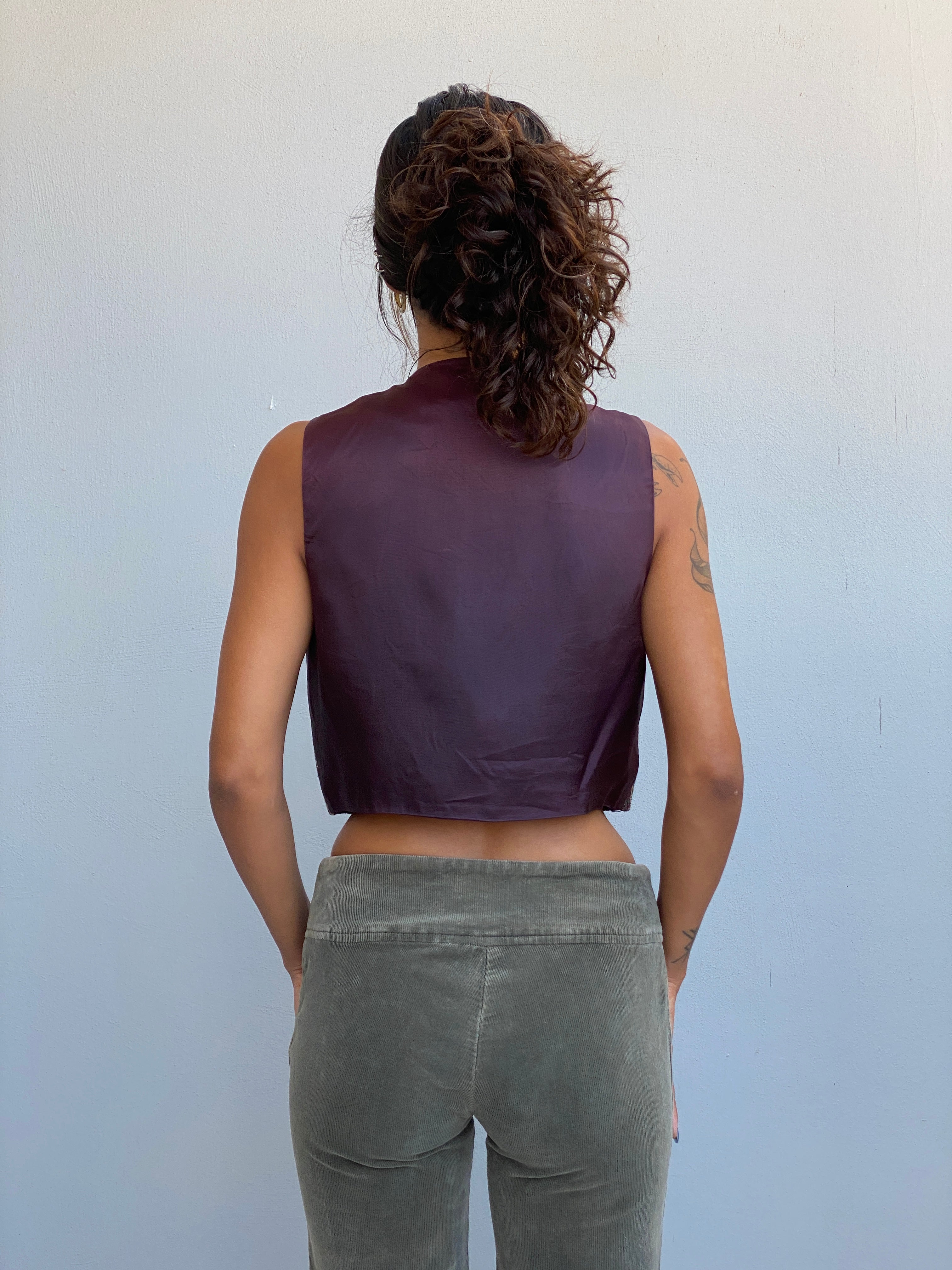 Vintage 90s LILA & LORI New York Tapestry Cropped Statement Vest – M