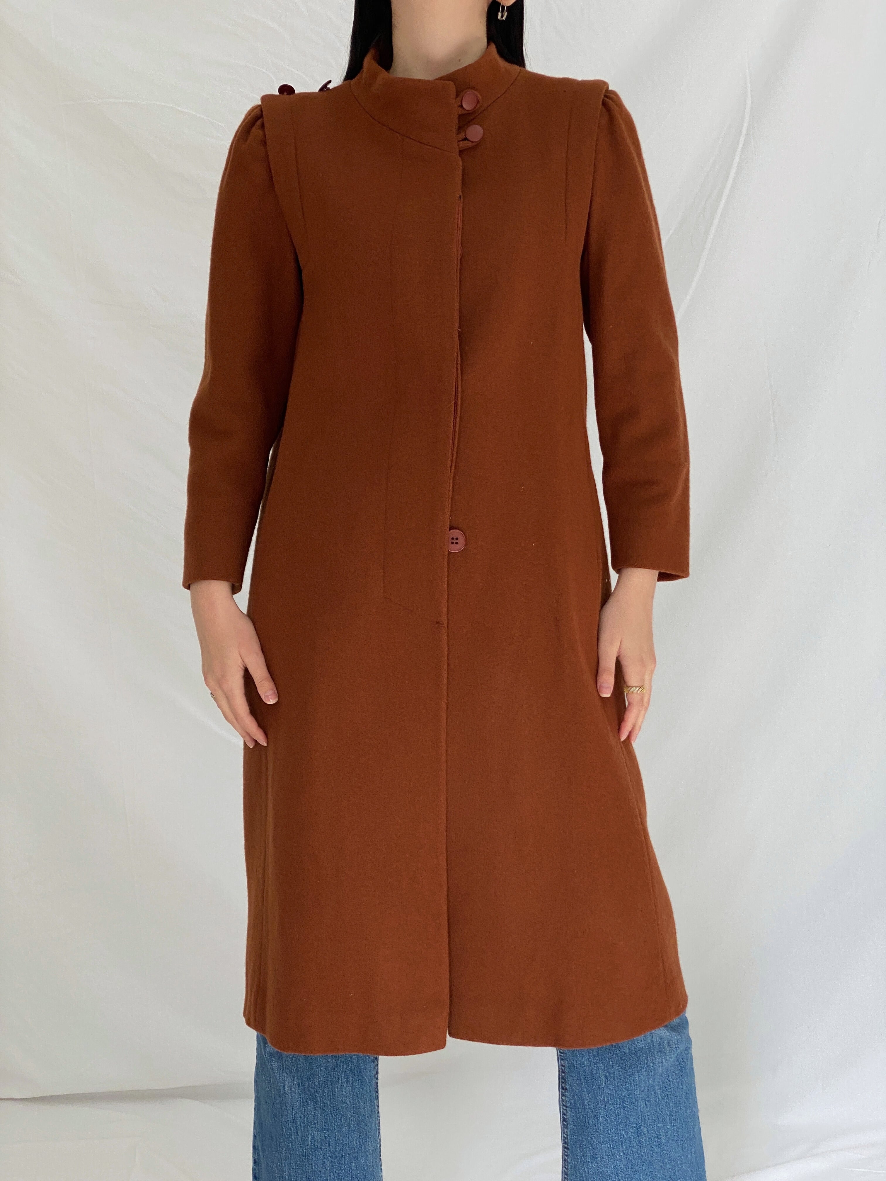 Vintage 80s/90s Fashions by JILL Rust Brown Structured Tailored Coat - S