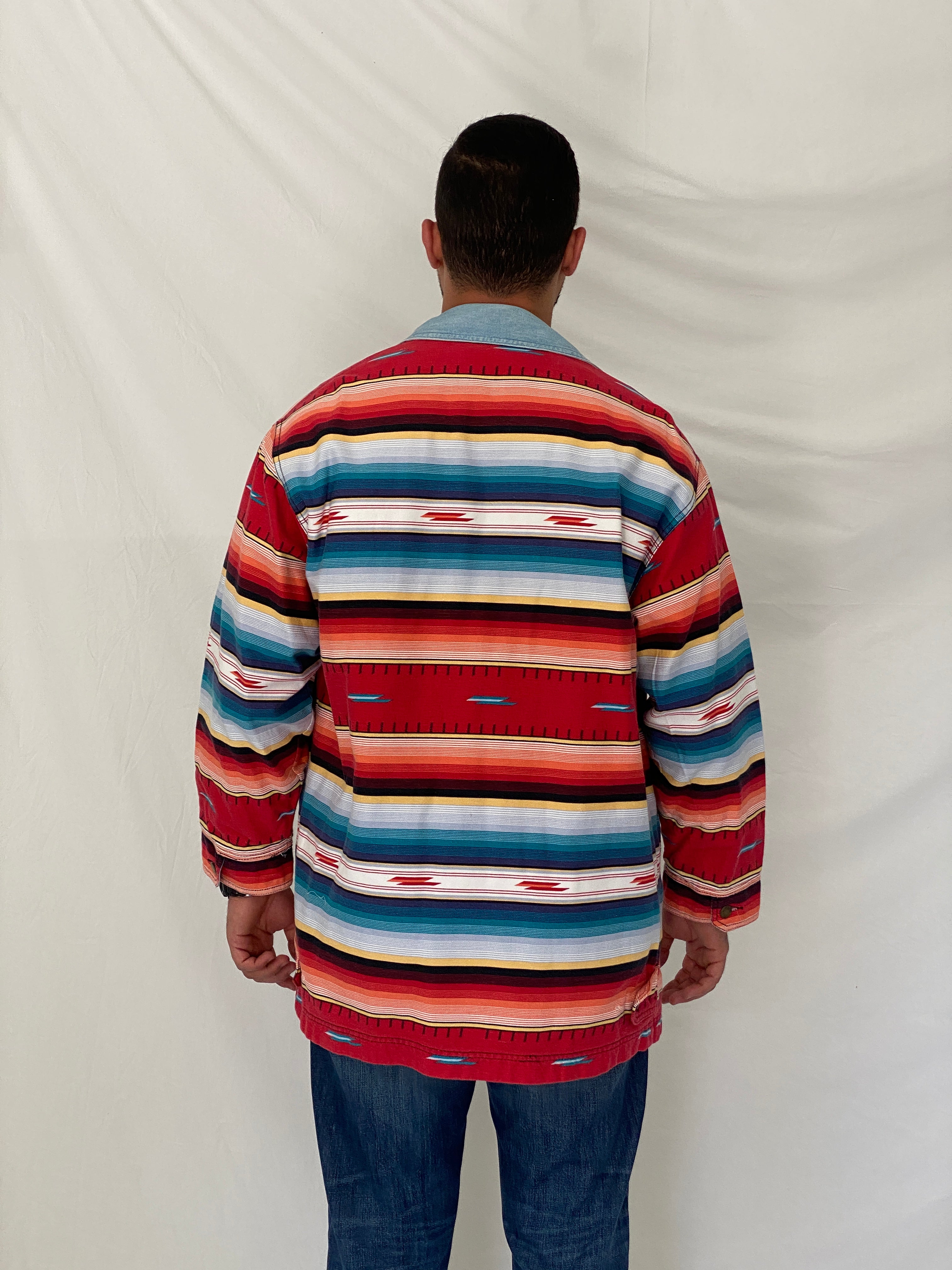 Vintage Woolrich Southwestern Stripe Zip-Up Cotton Shacket – L