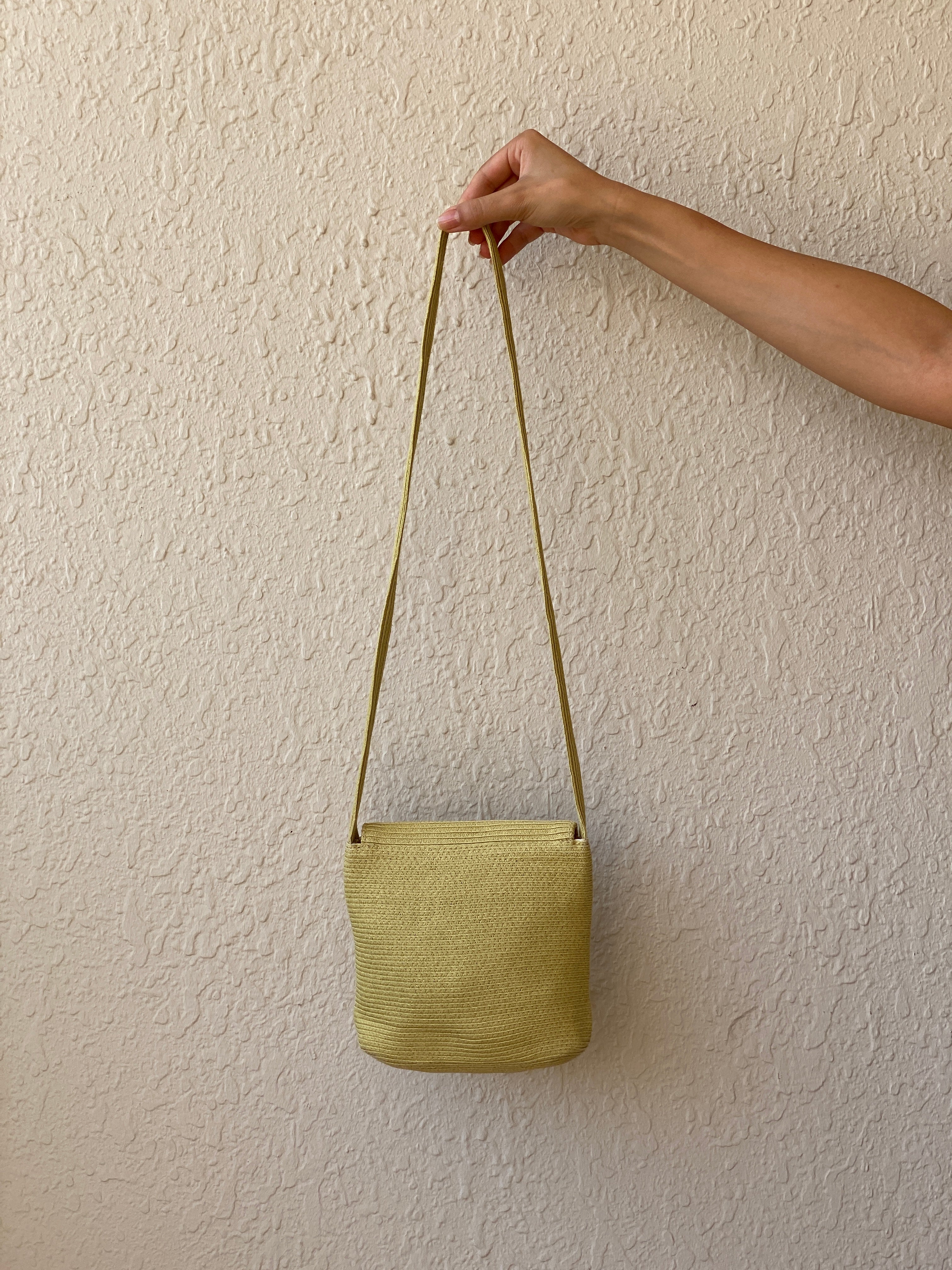 Y2K First Issue Liz Claiborne Pastel Yellow Woven Shoulder Bag - Vintage Summer Crossbody Purse