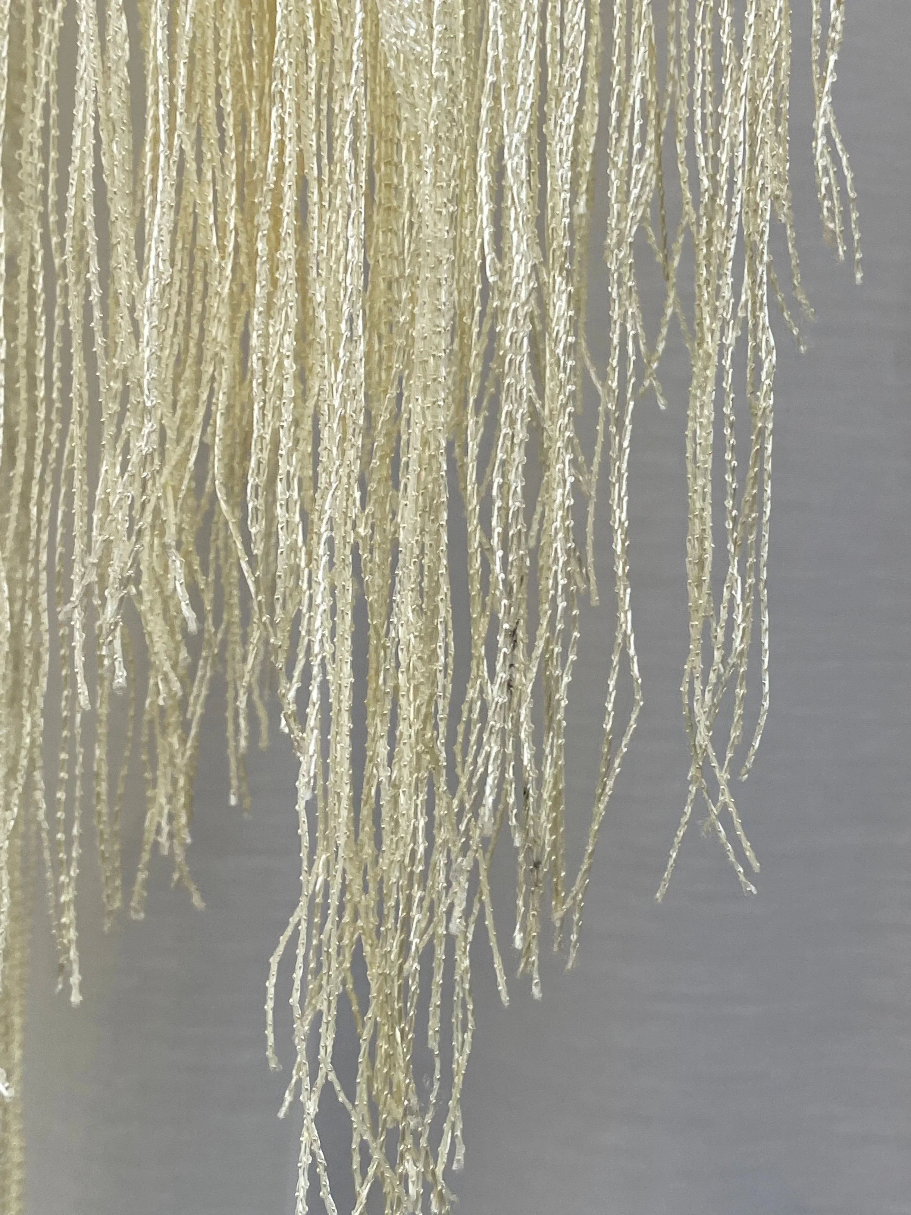 Cream Crochet Fringe Shawl – Boho Poncho Style Open Knit Wrap