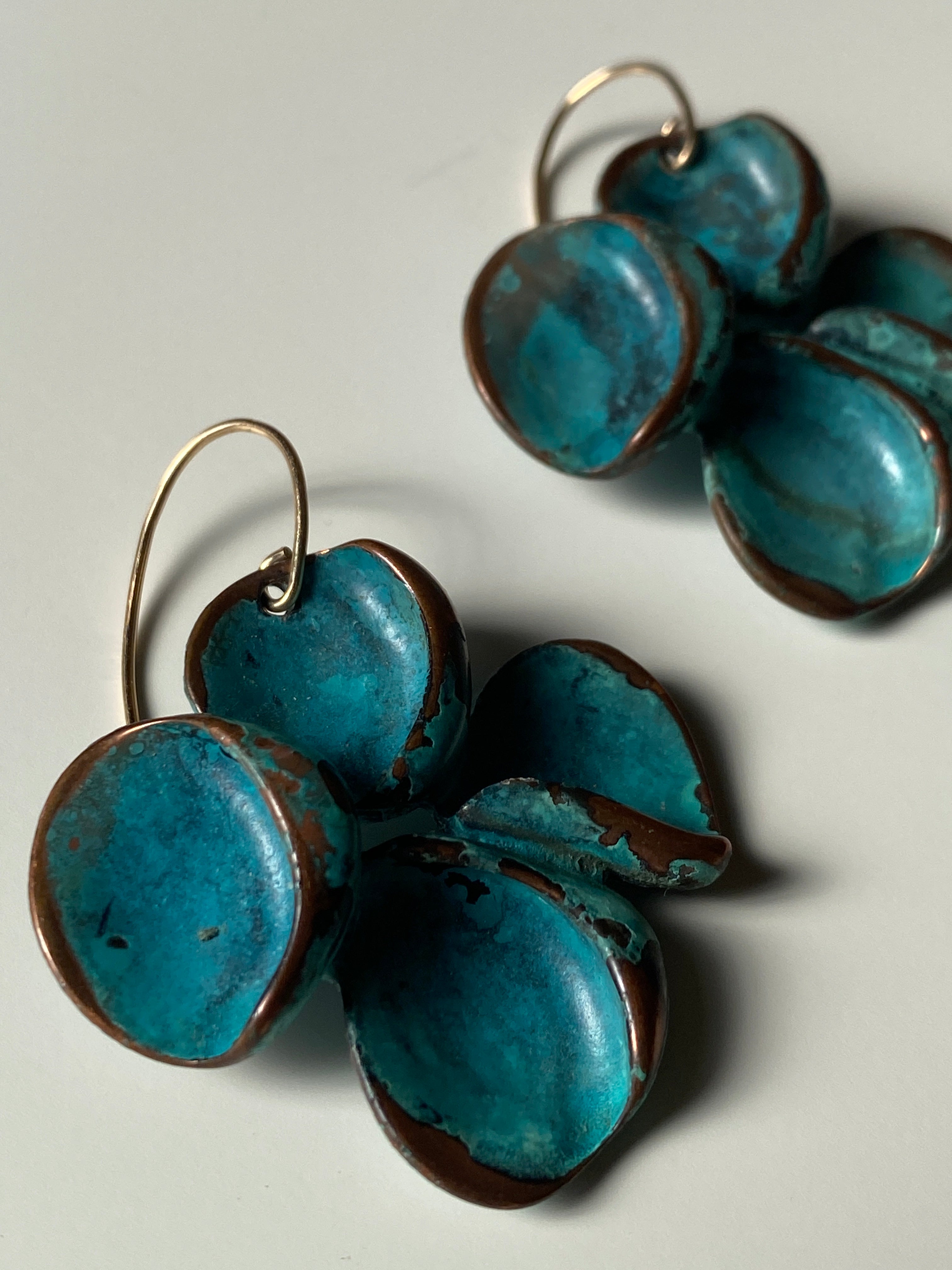 RLM Soho Copper Cluster Drop Earrings Teal Blue Oxidized Robert Lee Morris Statement Jewelry