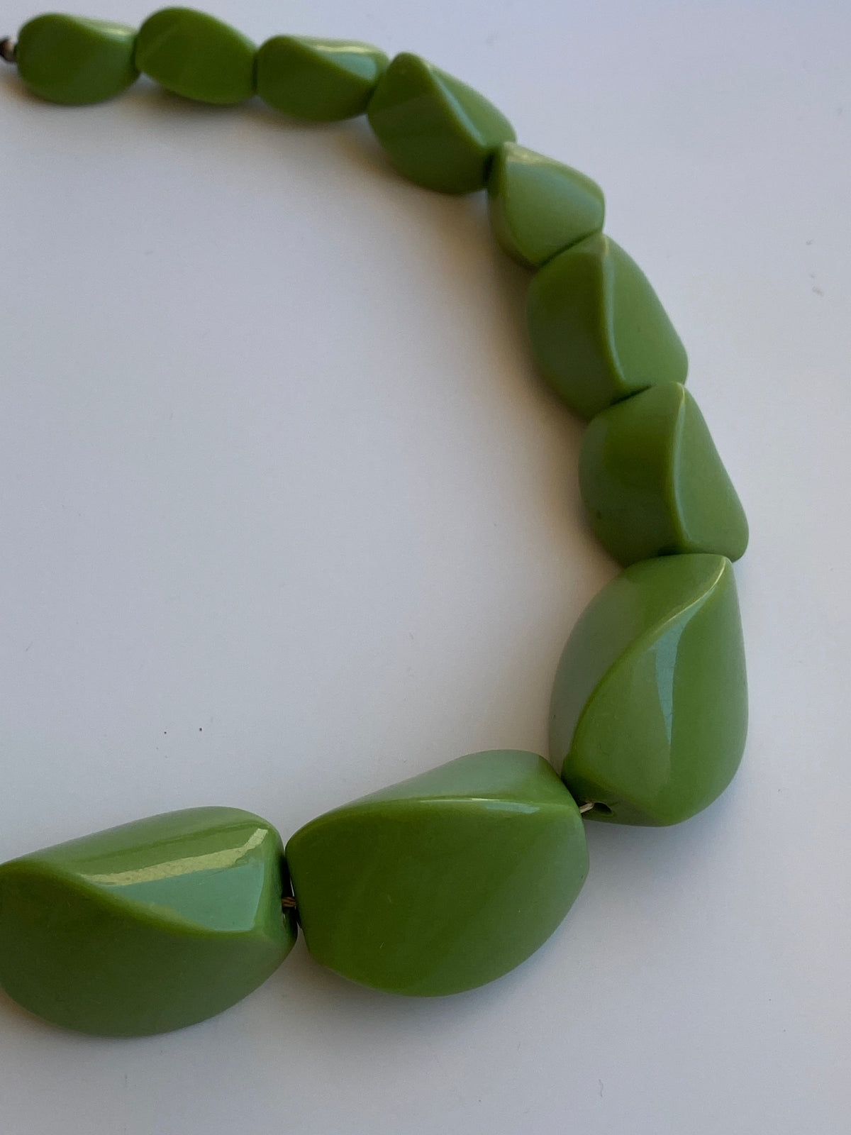 Vintage Y2K Lime Green Chunky Geometric Beaded Statement Necklace