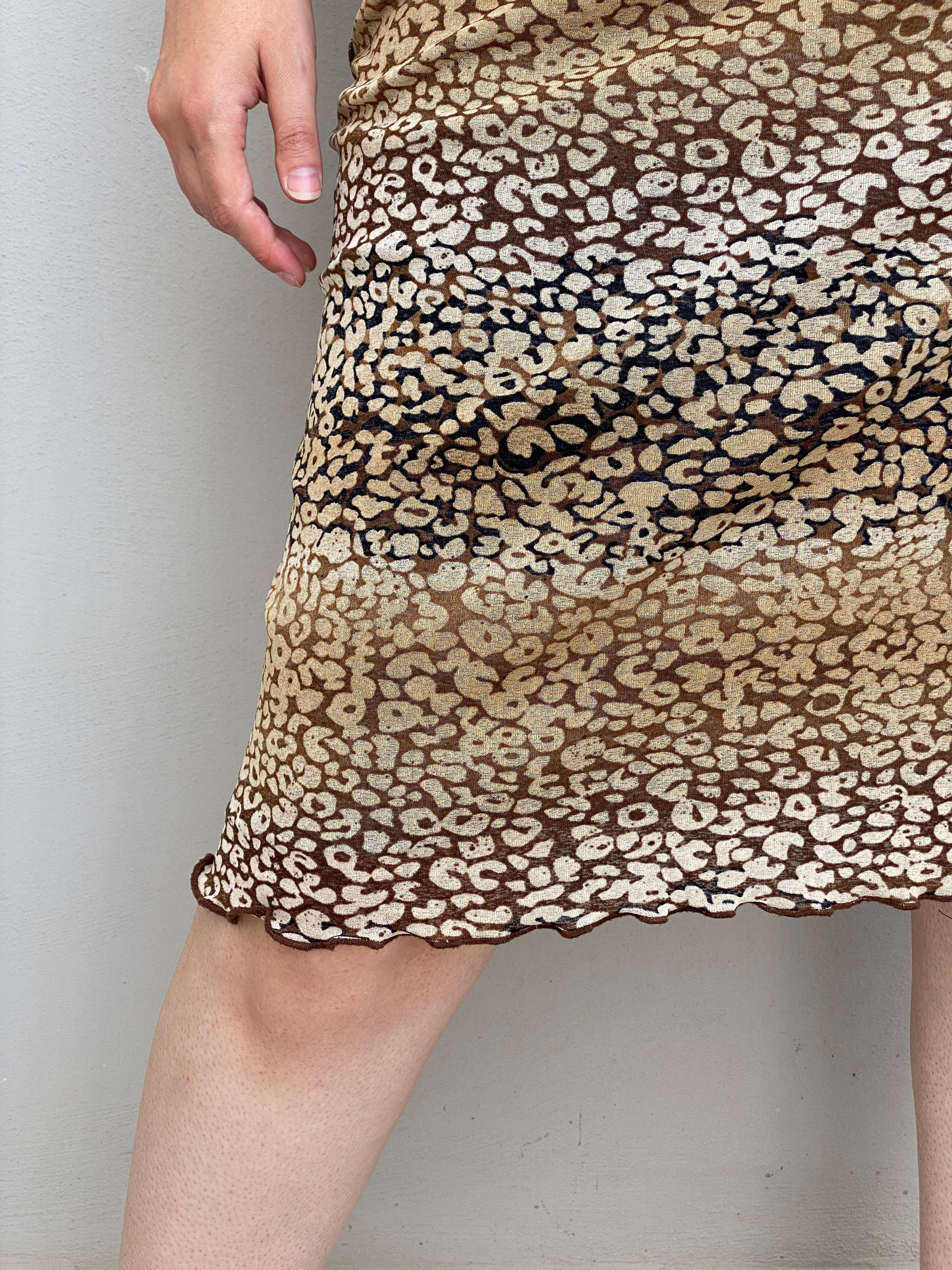 Vintage Y2K Miss Etam Brown Animal Midi Leopard Print Skirt – L