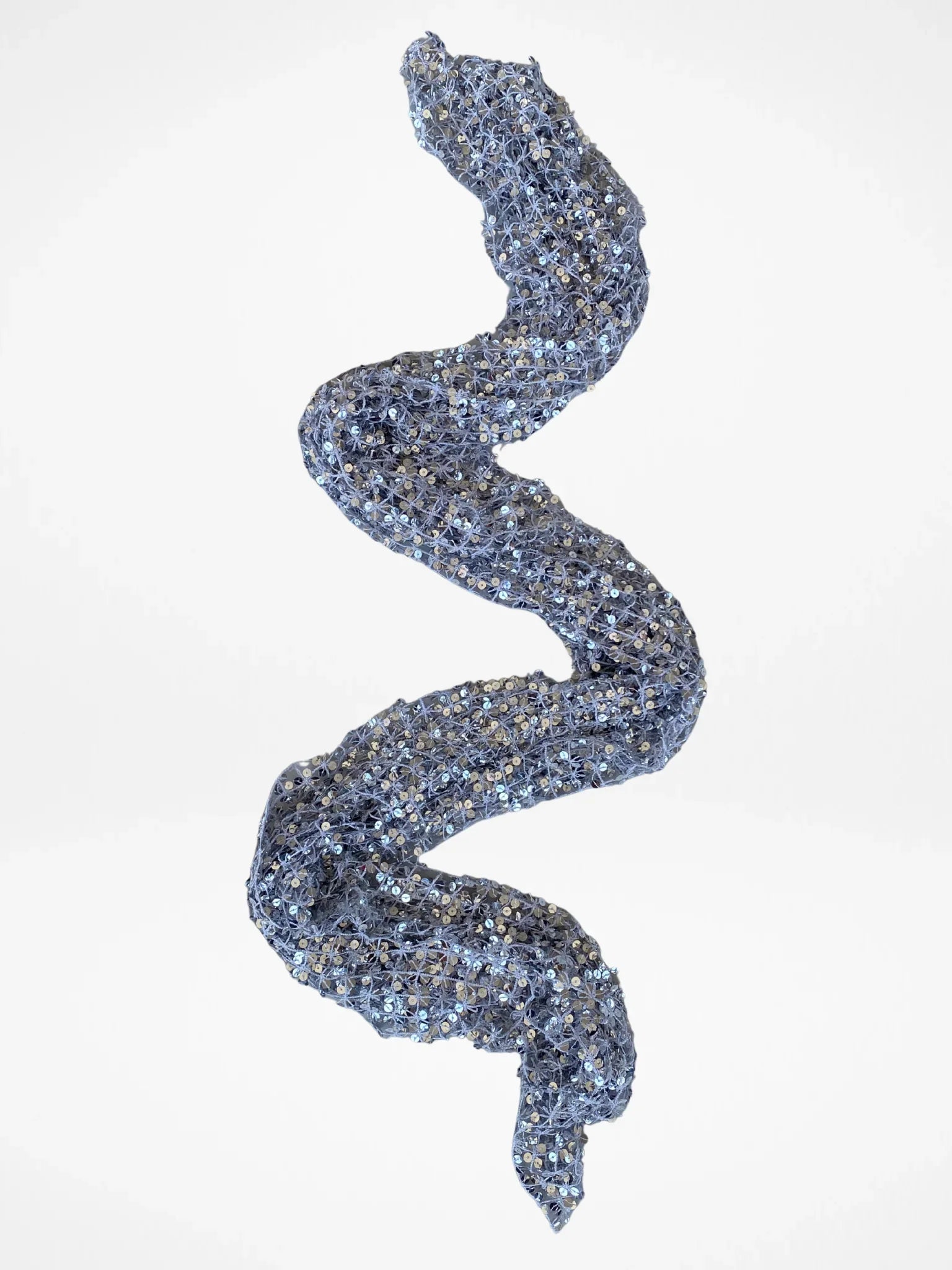 Caché Silver Sequin Mesh Evening Scarf Statement Party & Formal Accessory Metallic Wrap