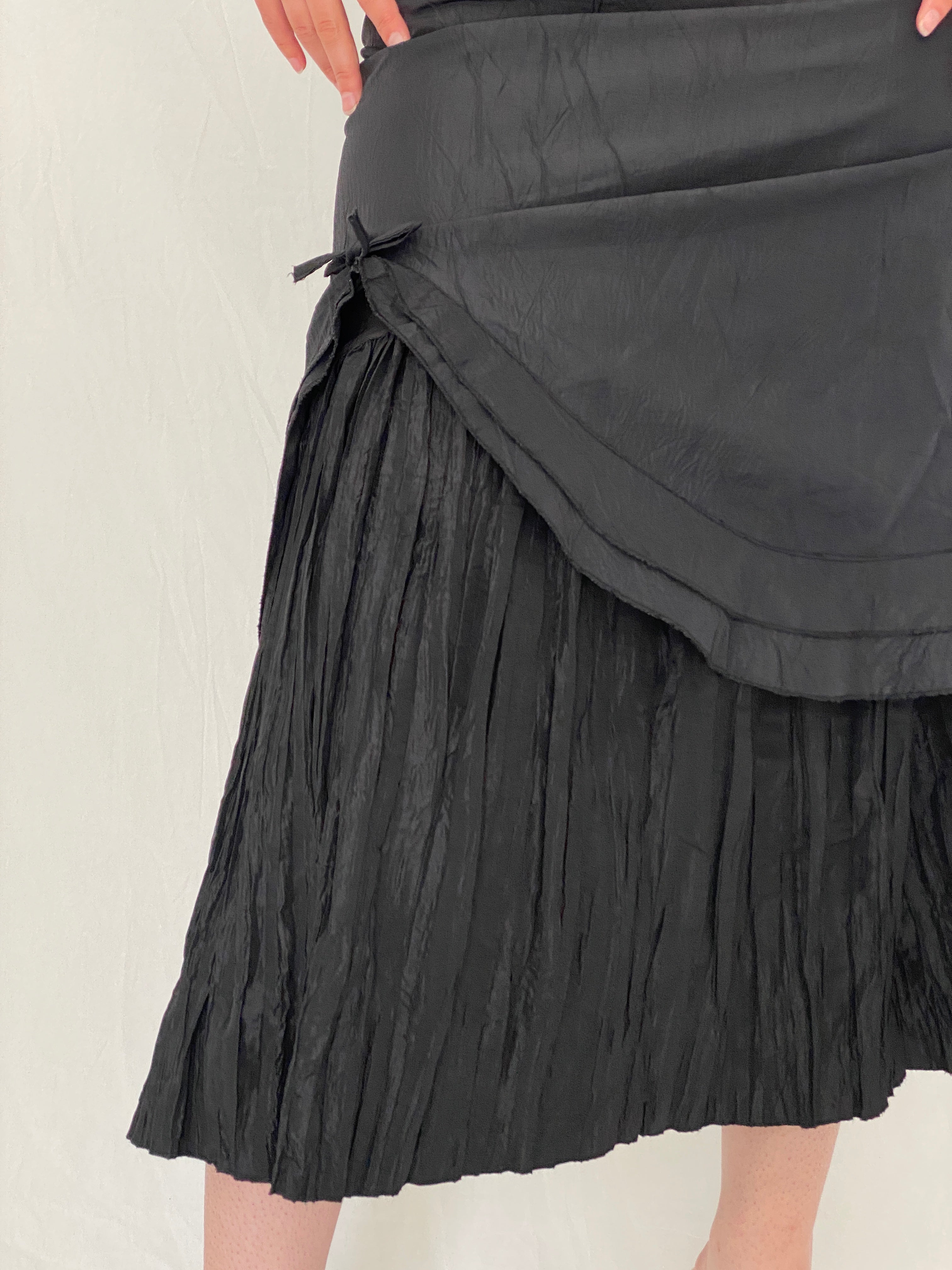 Vintage TANDEM Paris Black Pleated Goth Whimsy Maxi Skirt – M