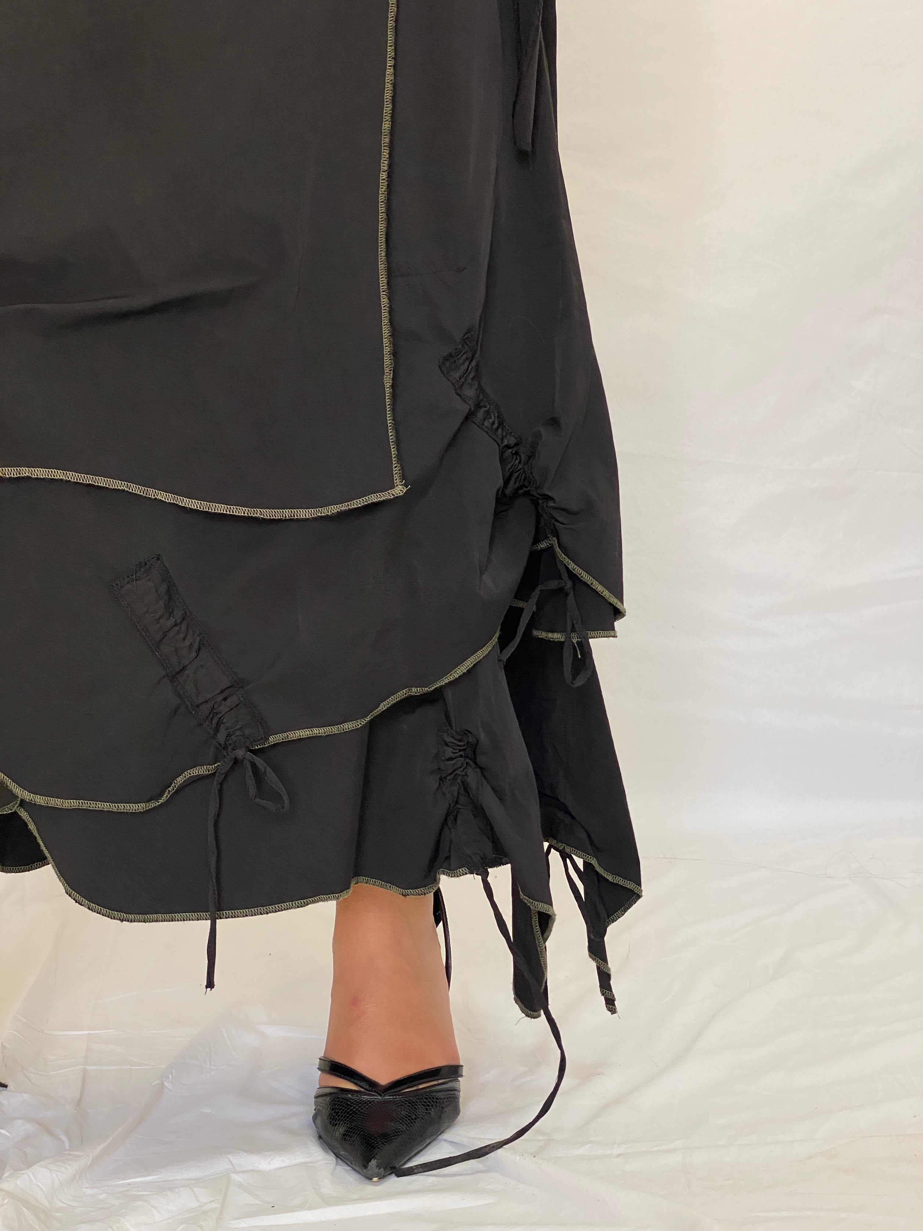 Vintage Y2K TLTN Tolentino Black Utility Wrap Midi Skirt Cotton - XL