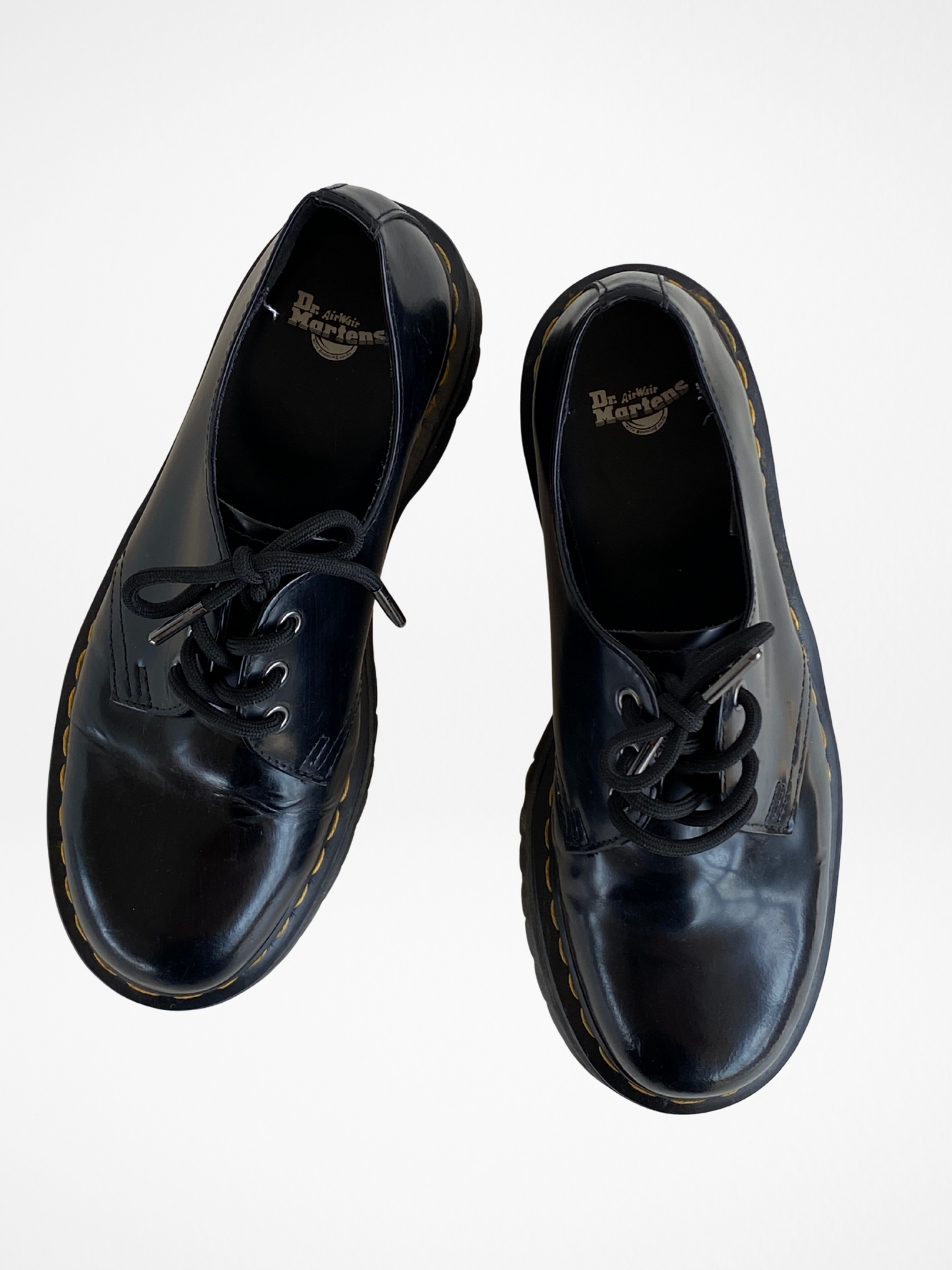 Dr. Martens Docs Black Leather Chunky Platform Derby Shoes Lace-Up Oxfords – Size EU 41