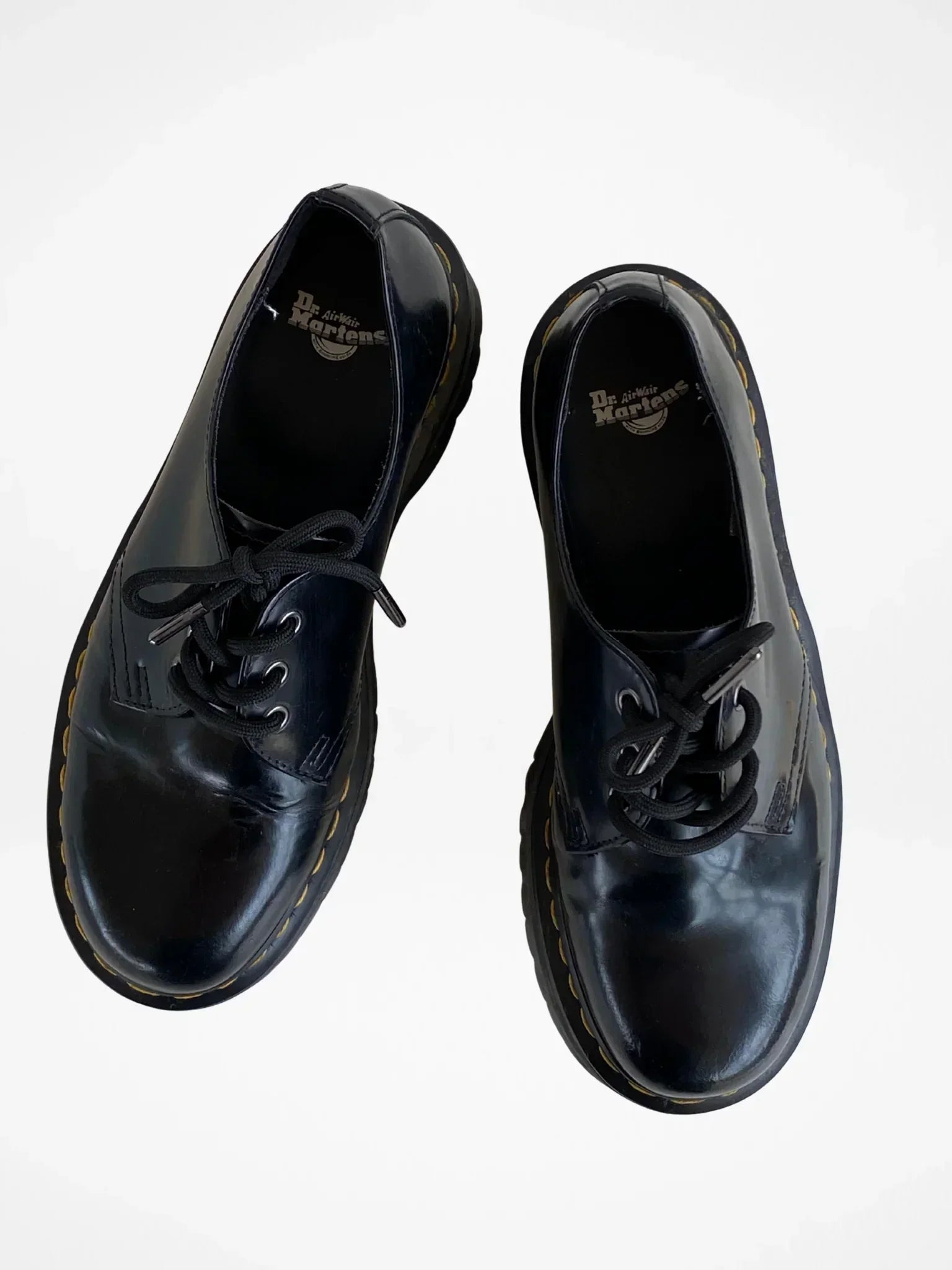 Dr. Martens Docs Black Leather Chunky Platform Derby Shoes Lace-Up Oxfords – Size EU 41
