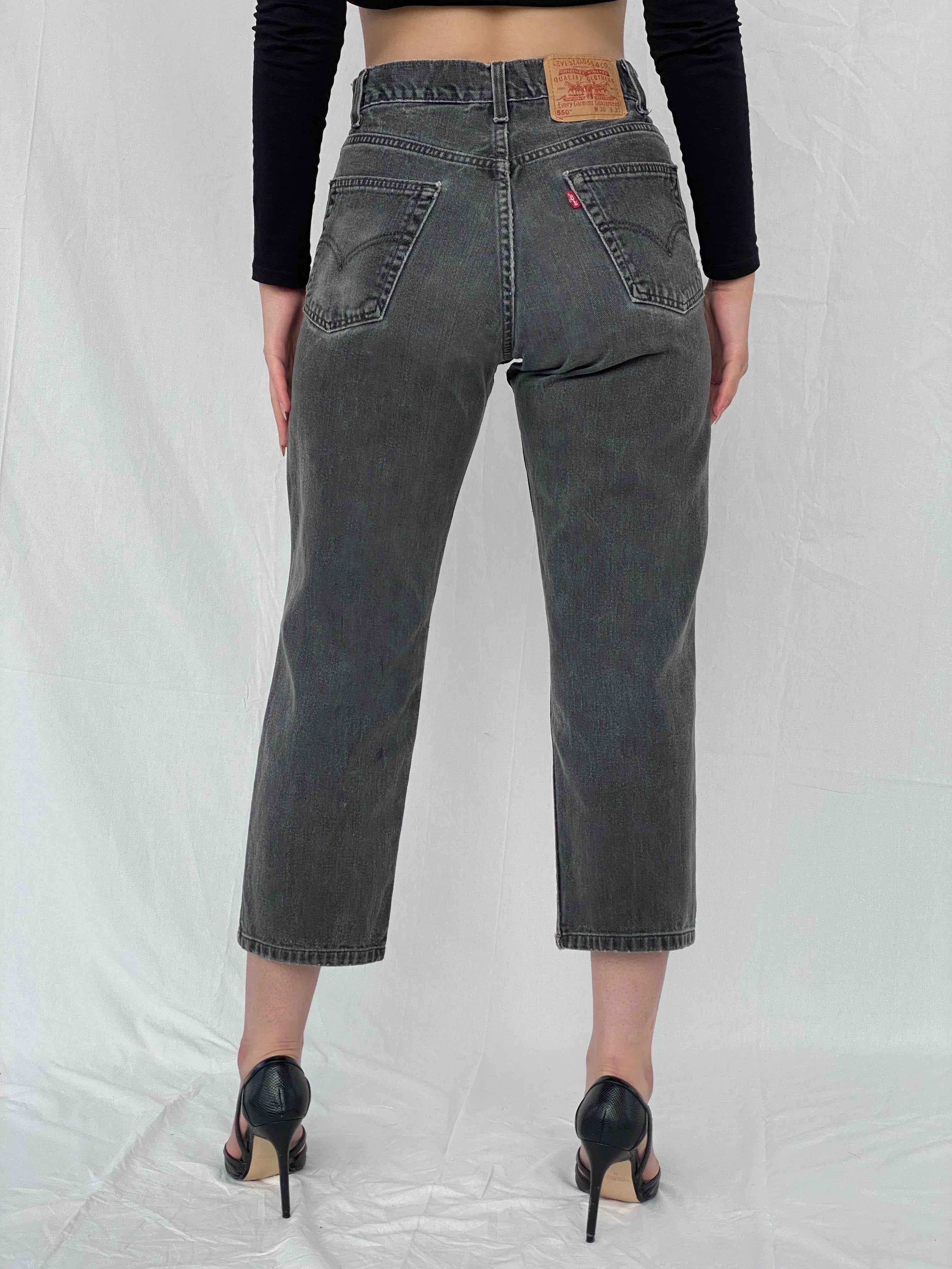 550 Grey Cropped Vintage Levi’s Jeans W30 L30 - Balagan Vintage Jeans 00s, 90s, Ayah, denim, jeans, levis