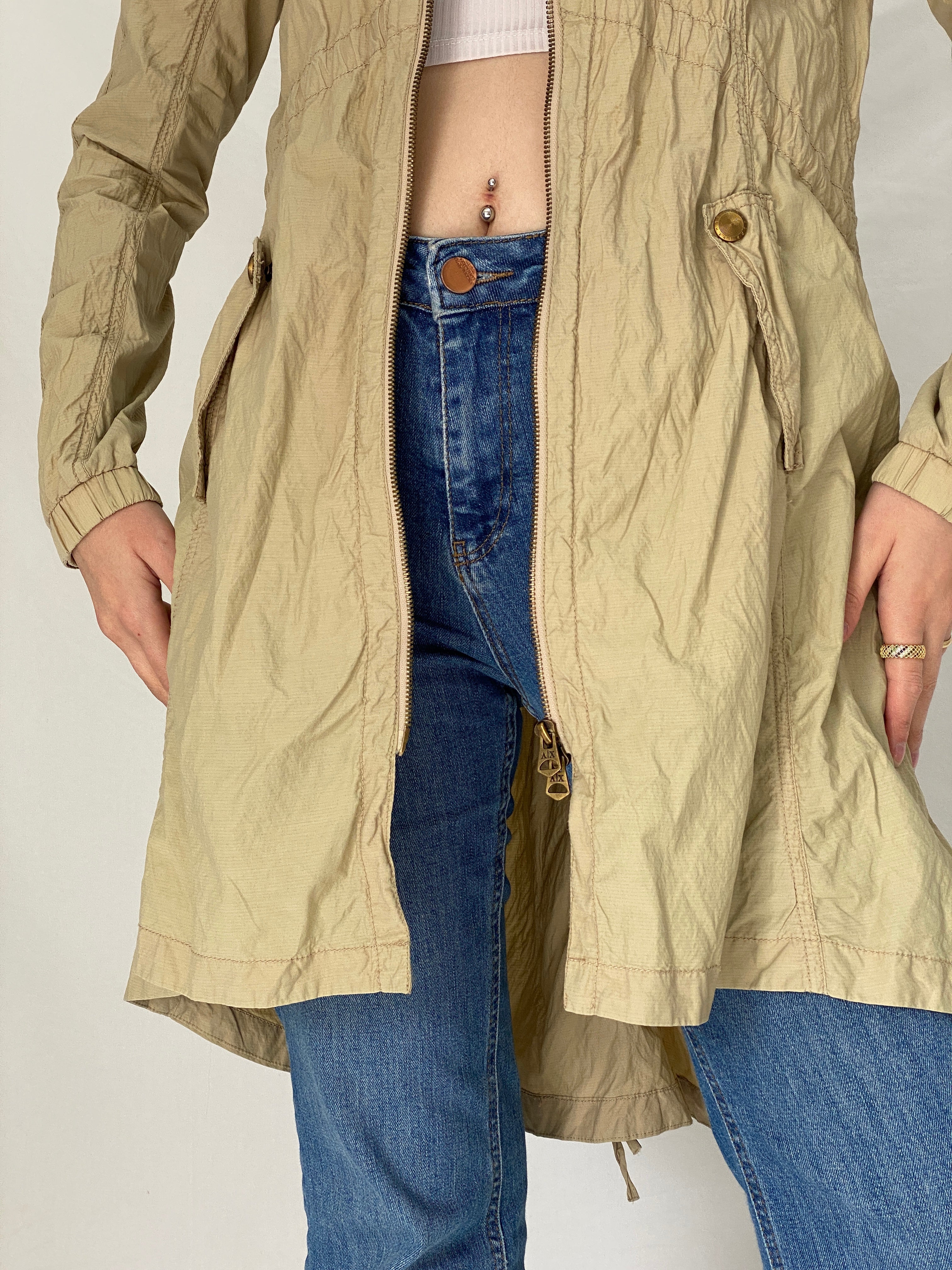 AX Armani Exchange Lightweight Hooded Beige Jacket - S