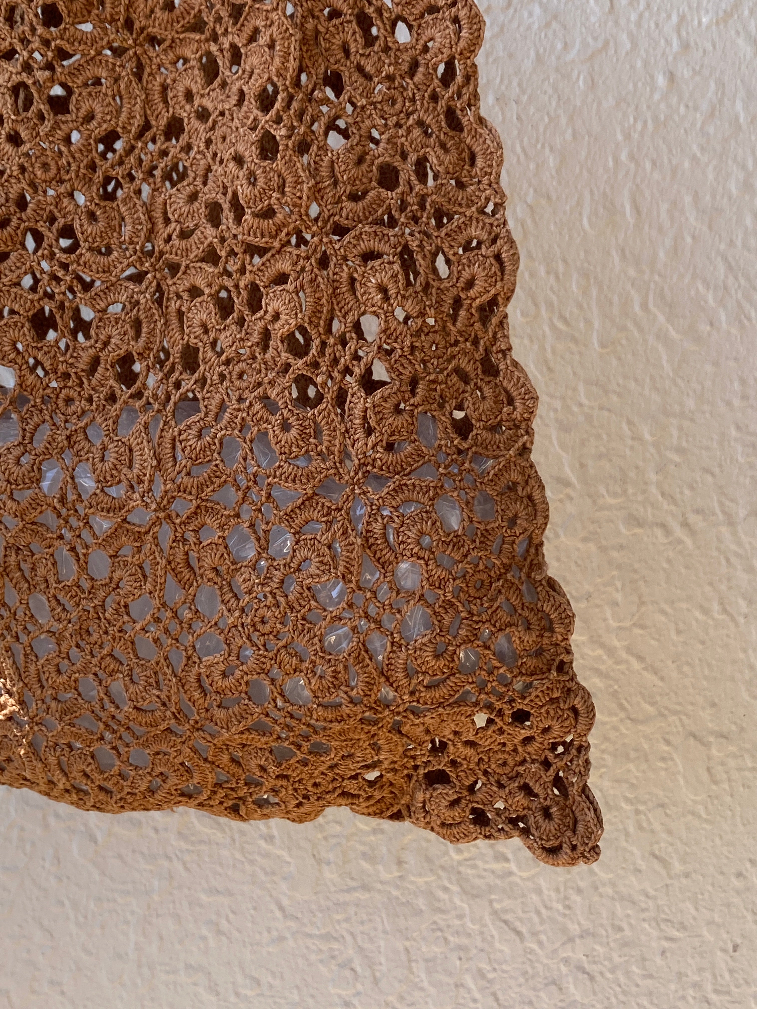 Vintage Boho Brown Hand-Crocheted Tote Bag