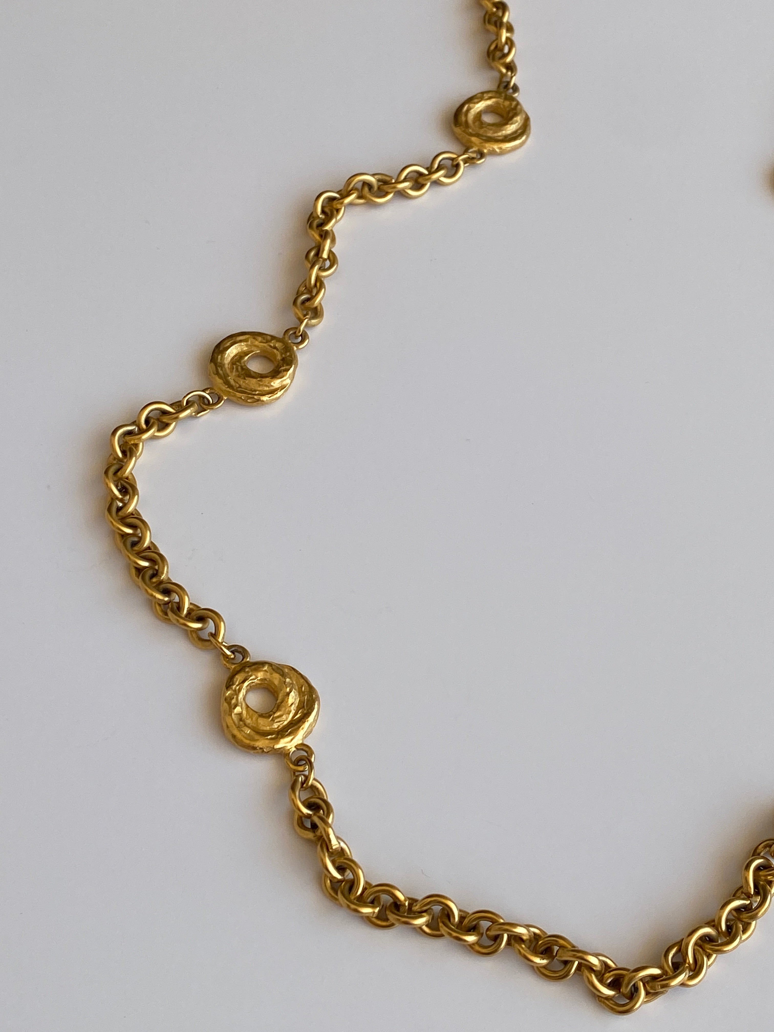 Vintage Gold-Tone Textured Link Long Necklace – Convertible Chain Belt